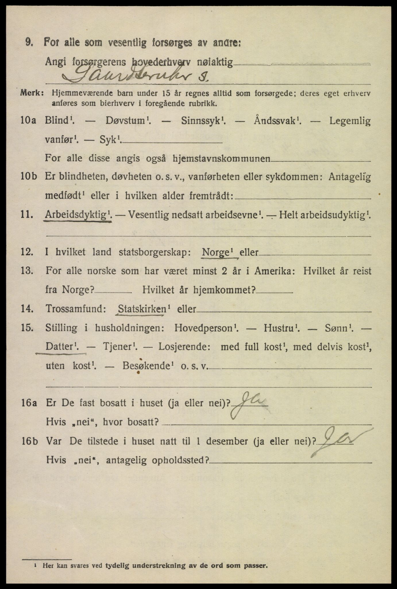 SAK, 1920 census for Lyngdal, 1920, p. 2298