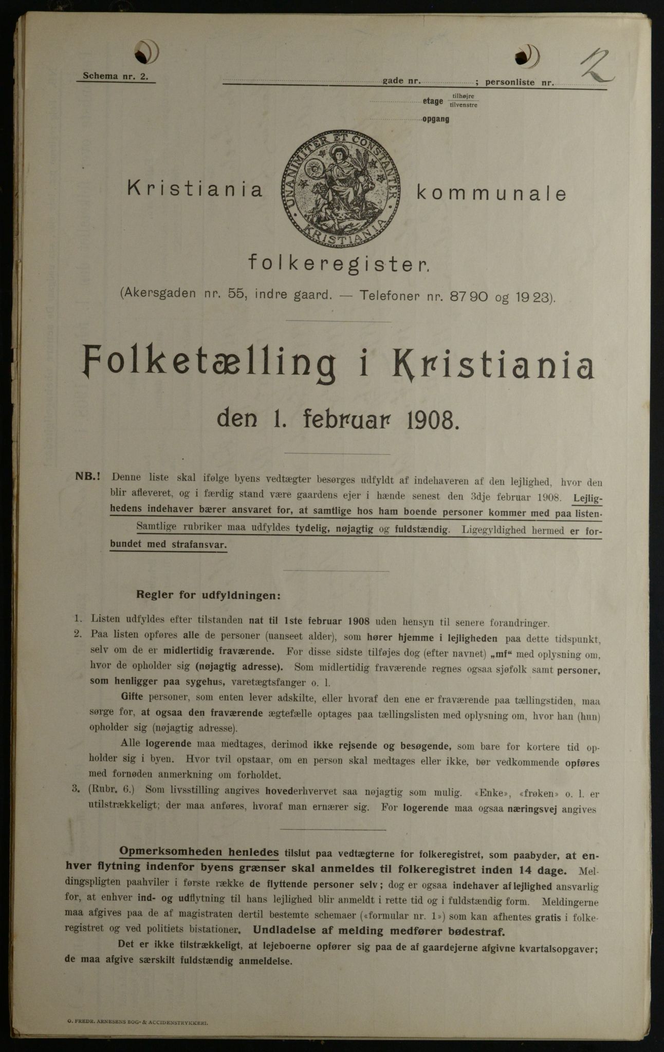 OBA, Municipal Census 1908 for Kristiania, 1908, p. 109458