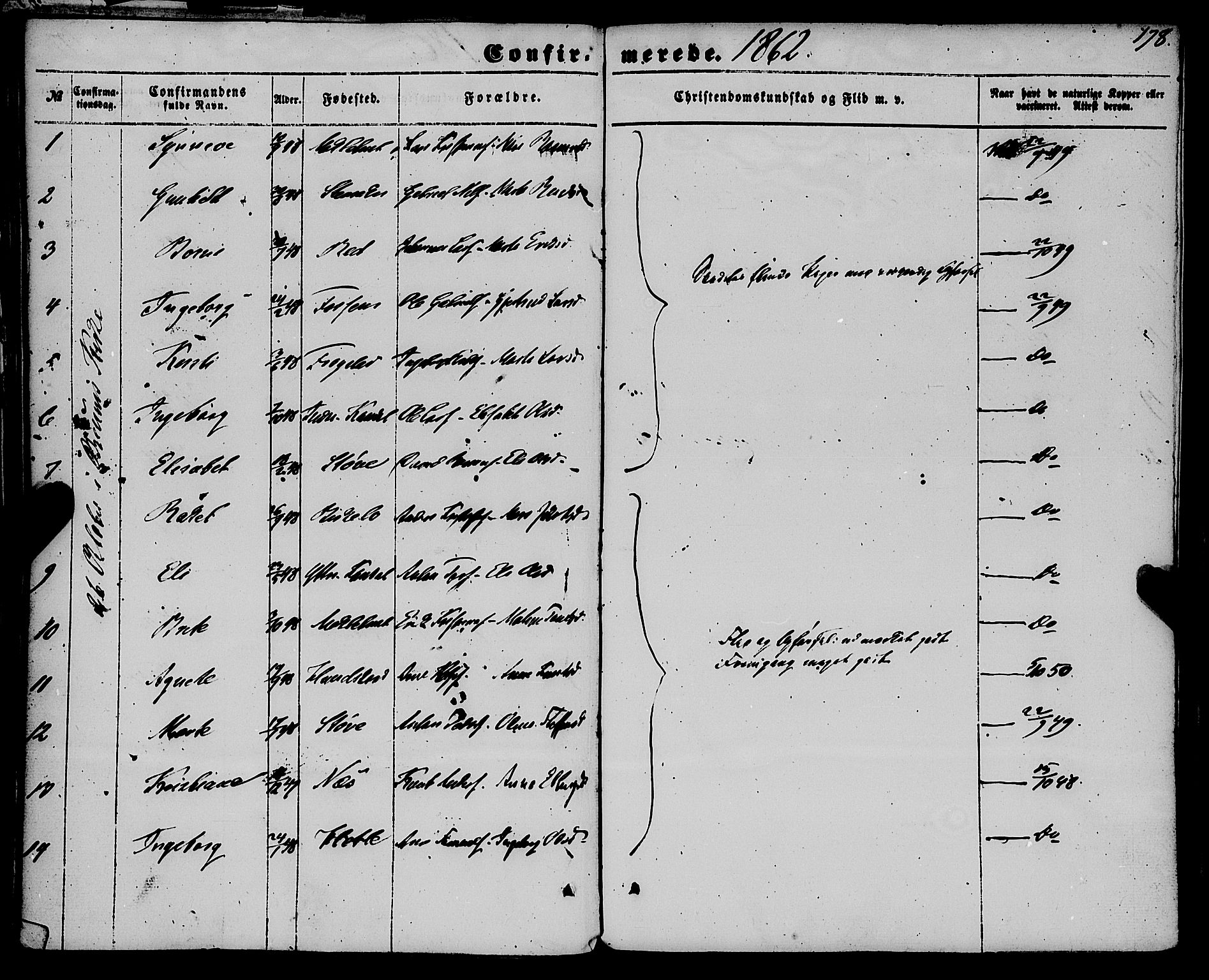 Gloppen sokneprestembete, AV/SAB-A-80101/H/Haa/Haaa/L0009: Parish register (official) no. A 9, 1855-1870, p. 178