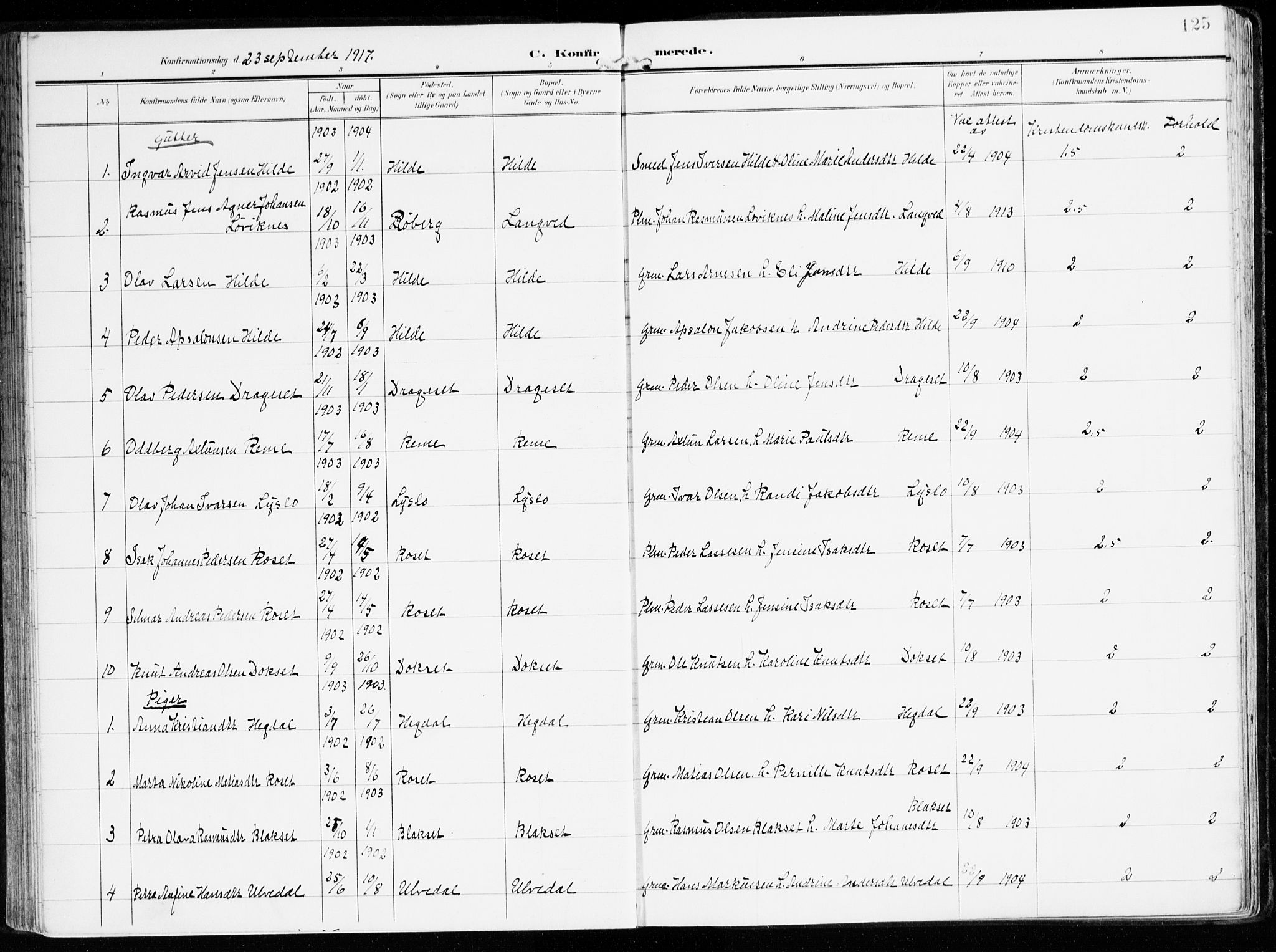 Innvik sokneprestembete, AV/SAB-A-80501: Parish register (official) no. B 2, 1903-1929, p. 125