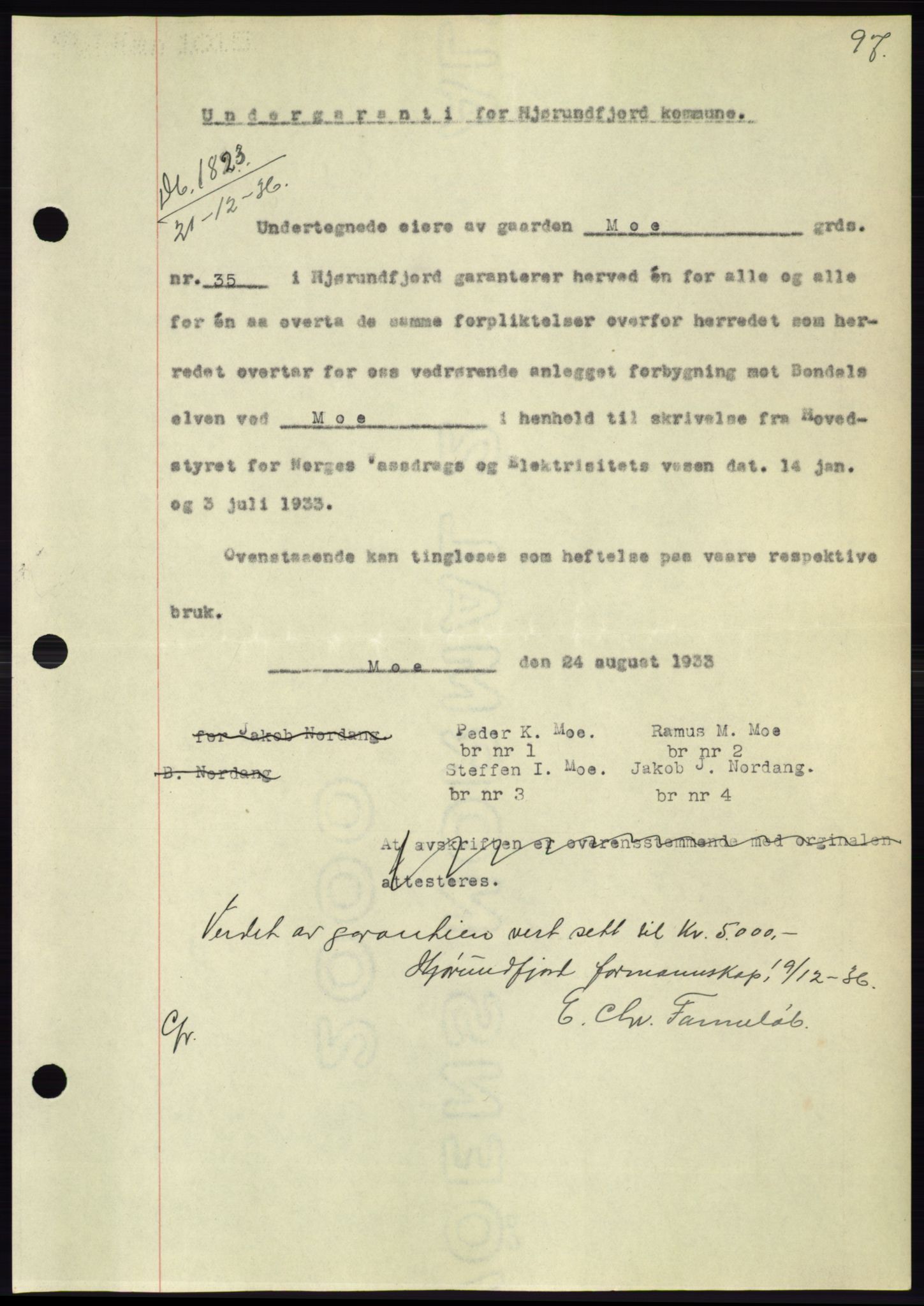 Søre Sunnmøre sorenskriveri, SAT/A-4122/1/2/2C/L0062: Mortgage book no. 56, 1936-1937, Diary no: : 1823/1936