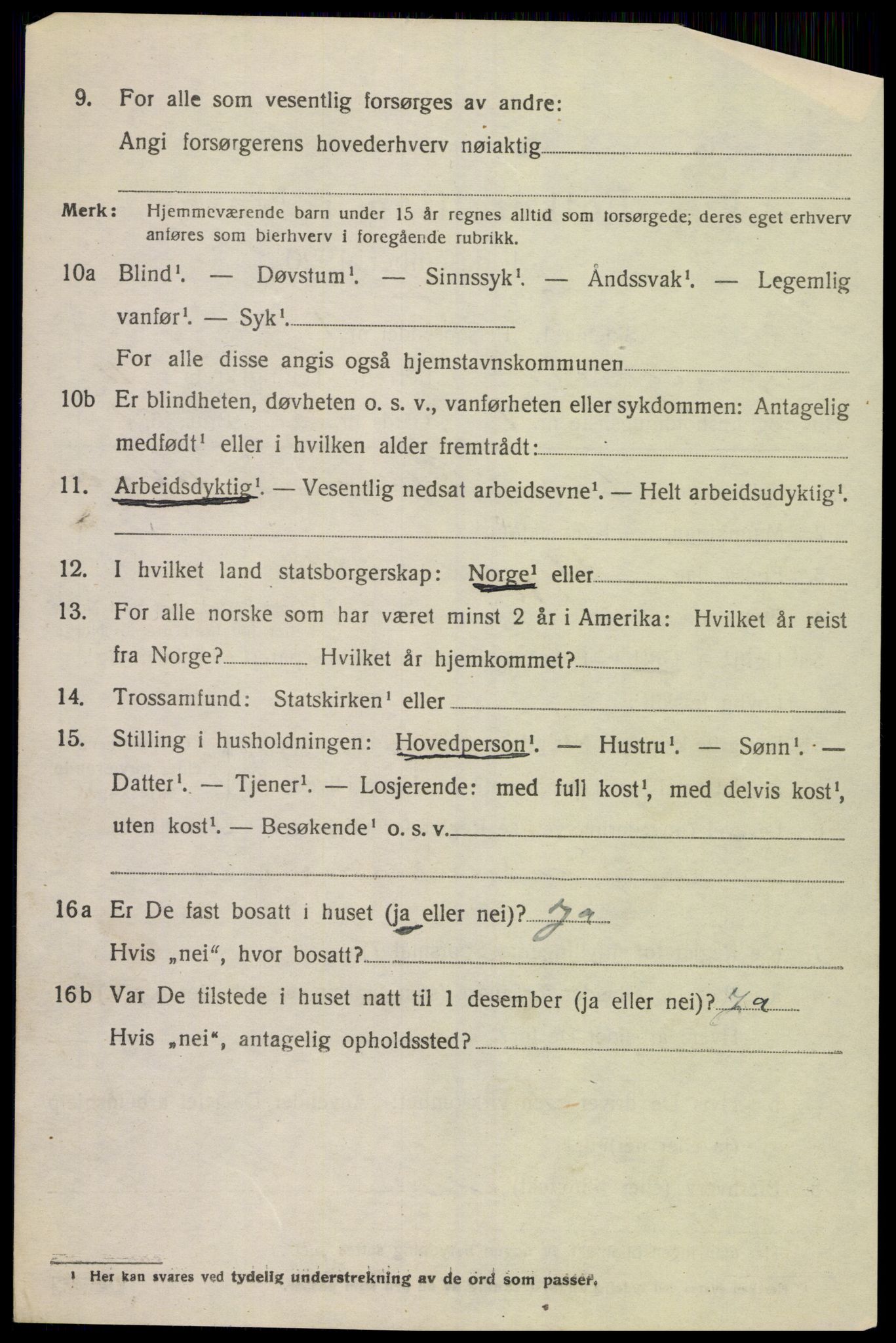 SAK, 1920 census for Spangereid, 1920, p. 3650