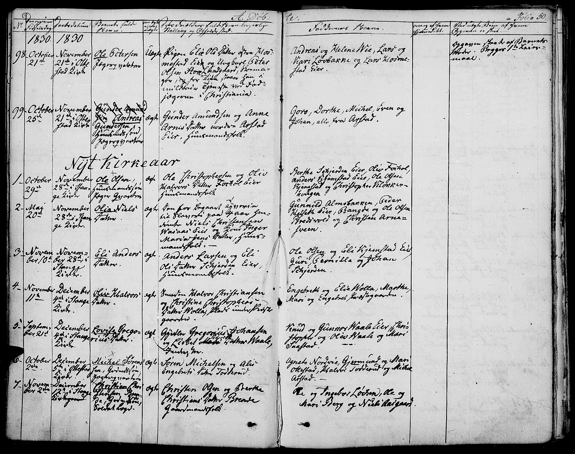 Stange prestekontor, SAH/PREST-002/K/L0009: Parish register (official) no. 9, 1826-1835, p. 50
