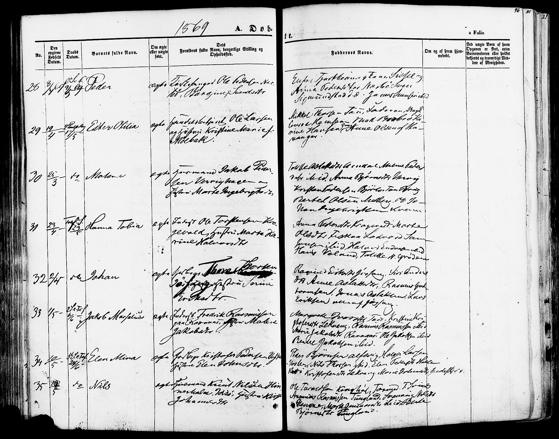 Strand sokneprestkontor, AV/SAST-A-101828/H/Ha/Haa/L0007: Parish register (official) no. A 7, 1855-1881, p. 96