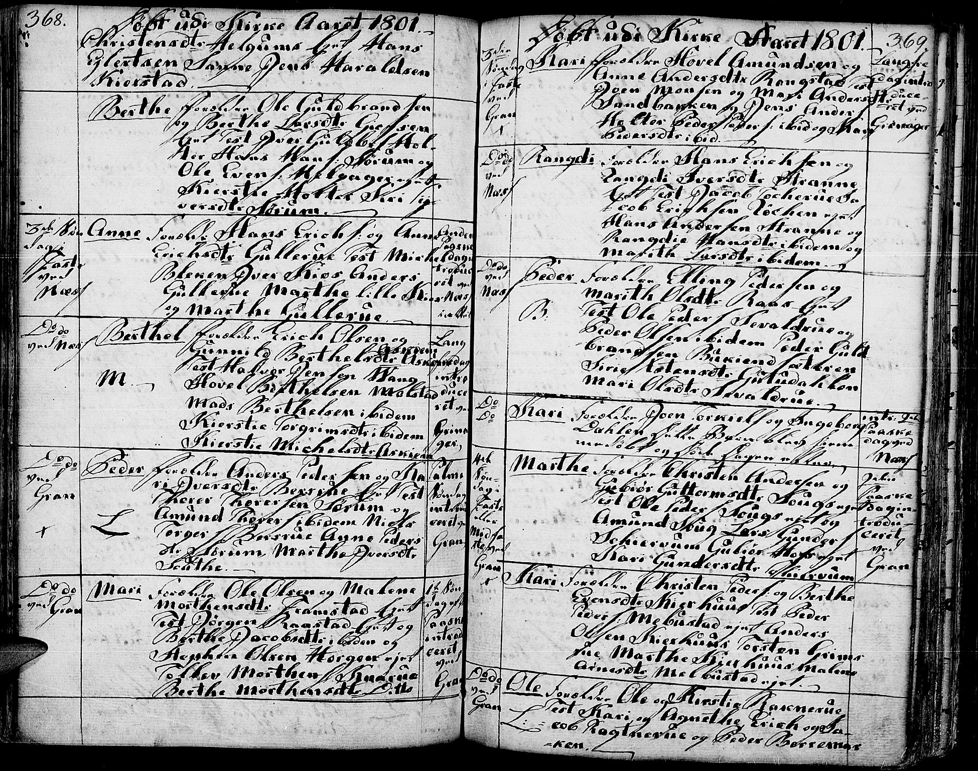 Gran prestekontor, AV/SAH-PREST-112/H/Ha/Haa/L0006: Parish register (official) no. 6, 1787-1824, p. 368-369