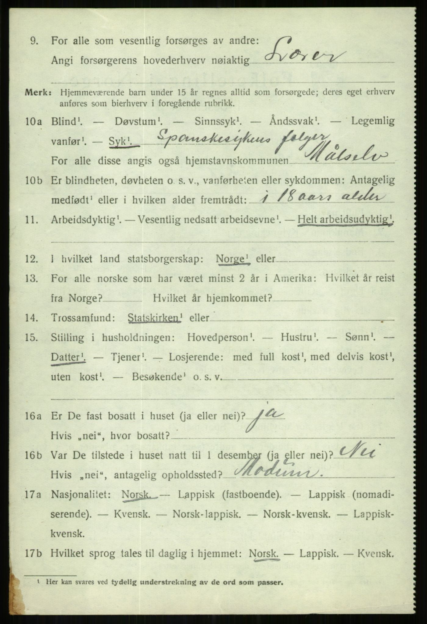 SATØ, 1920 census for Målselv, 1920, p. 5274