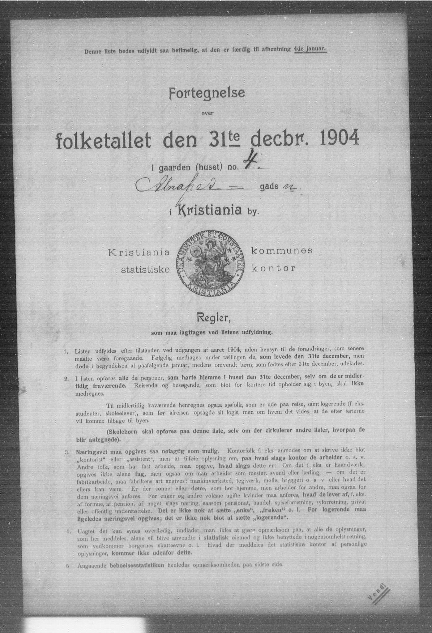 OBA, Municipal Census 1904 for Kristiania, 1904, p. 373