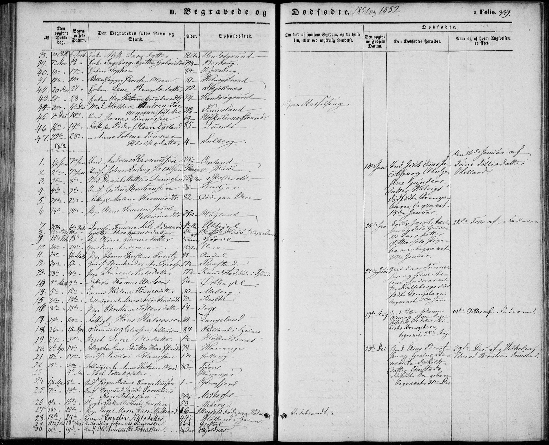 Lista sokneprestkontor, AV/SAK-1111-0027/F/Fb/L0002: Parish register (copy) no. B 2, 1847-1862, p. 339