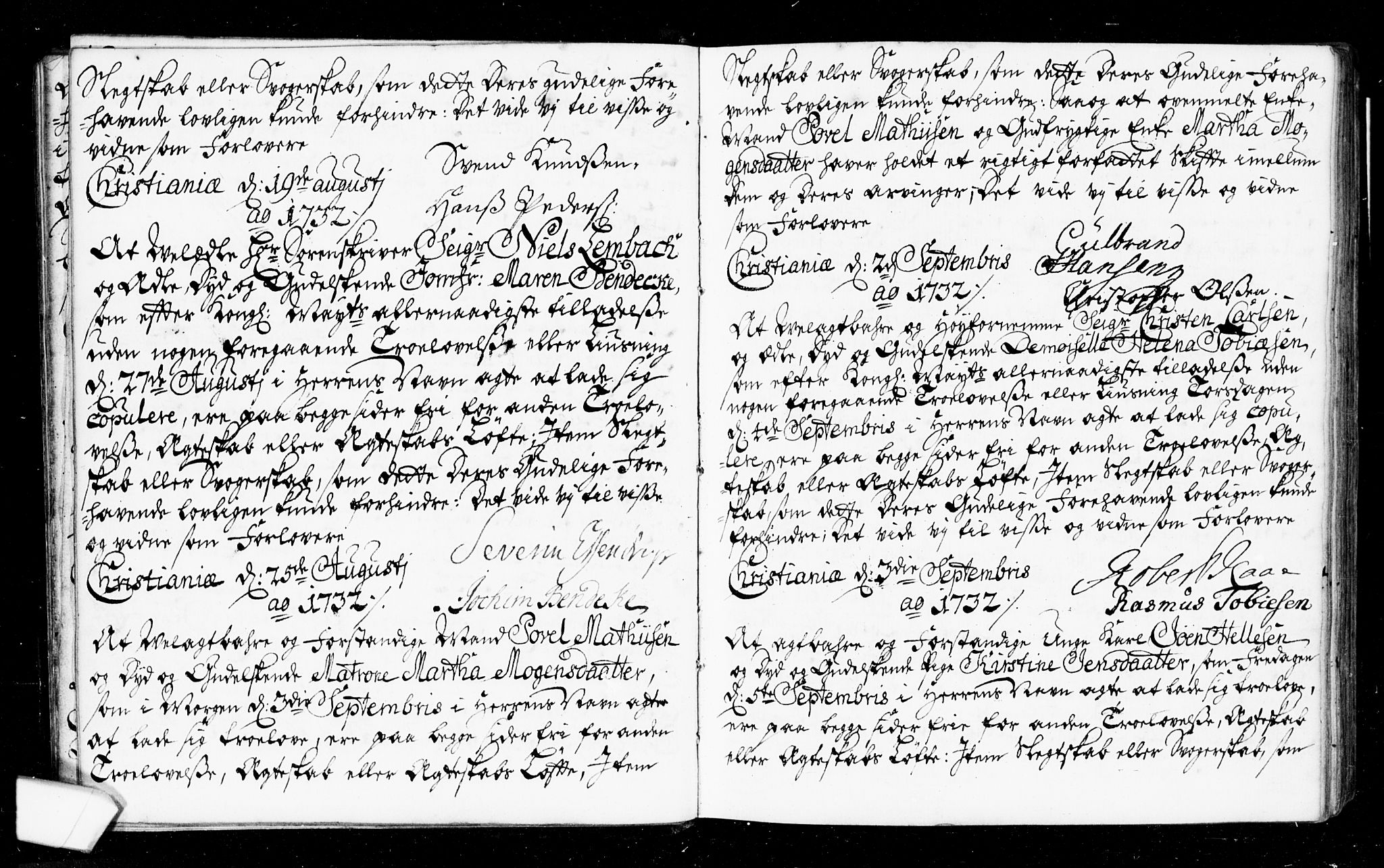 Oslo domkirke Kirkebøker, AV/SAO-A-10752/L/La/L0006: Best man's statements no. 6, 1731-1743