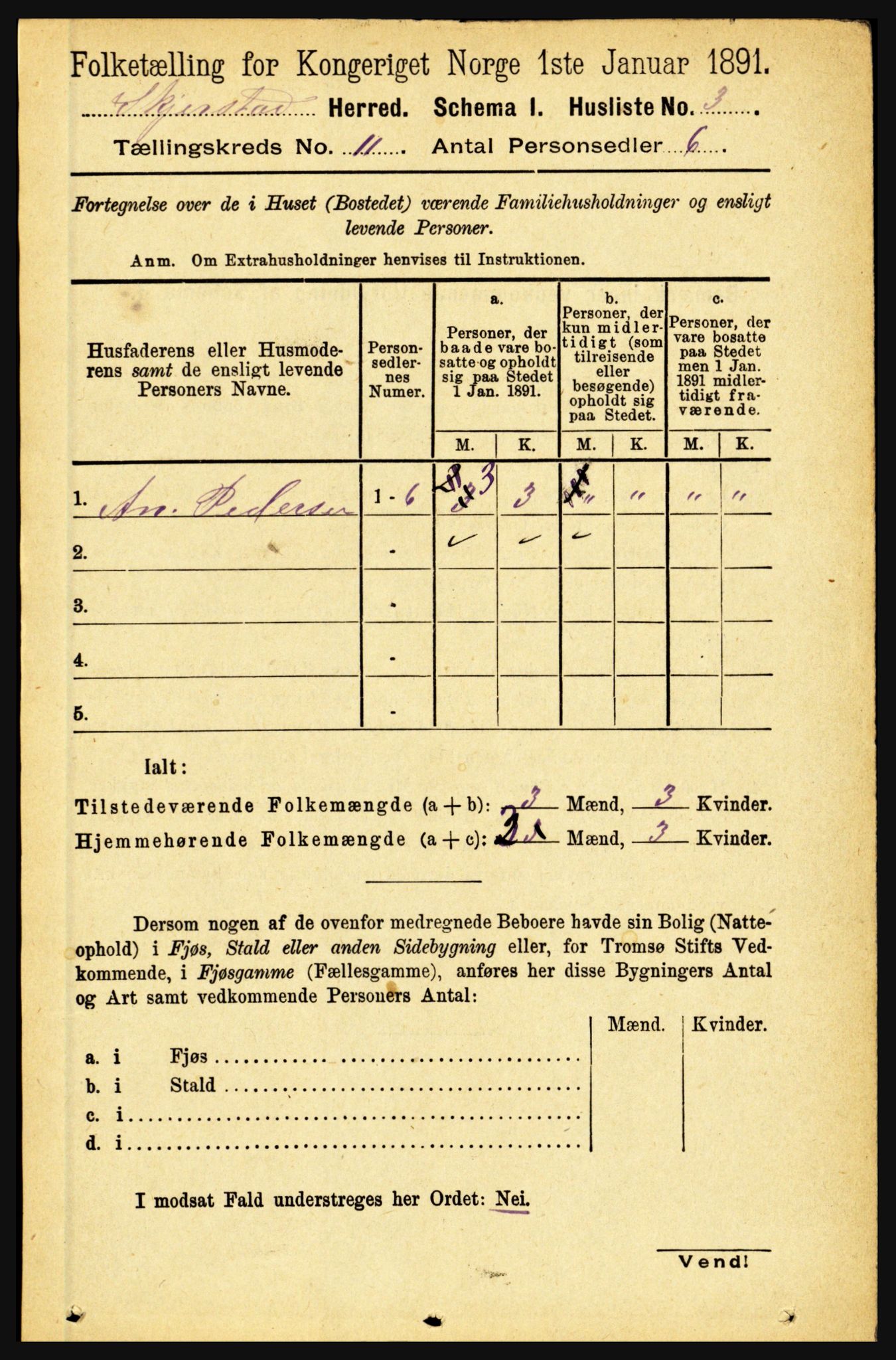 RA, 1891 census for 1842 Skjerstad, 1891, p. 3536