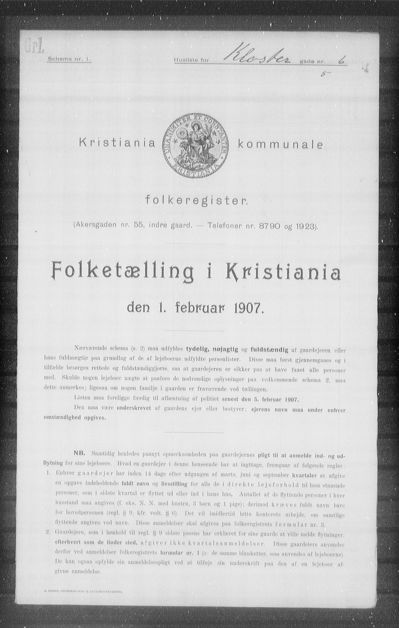 OBA, Municipal Census 1907 for Kristiania, 1907, p. 26546