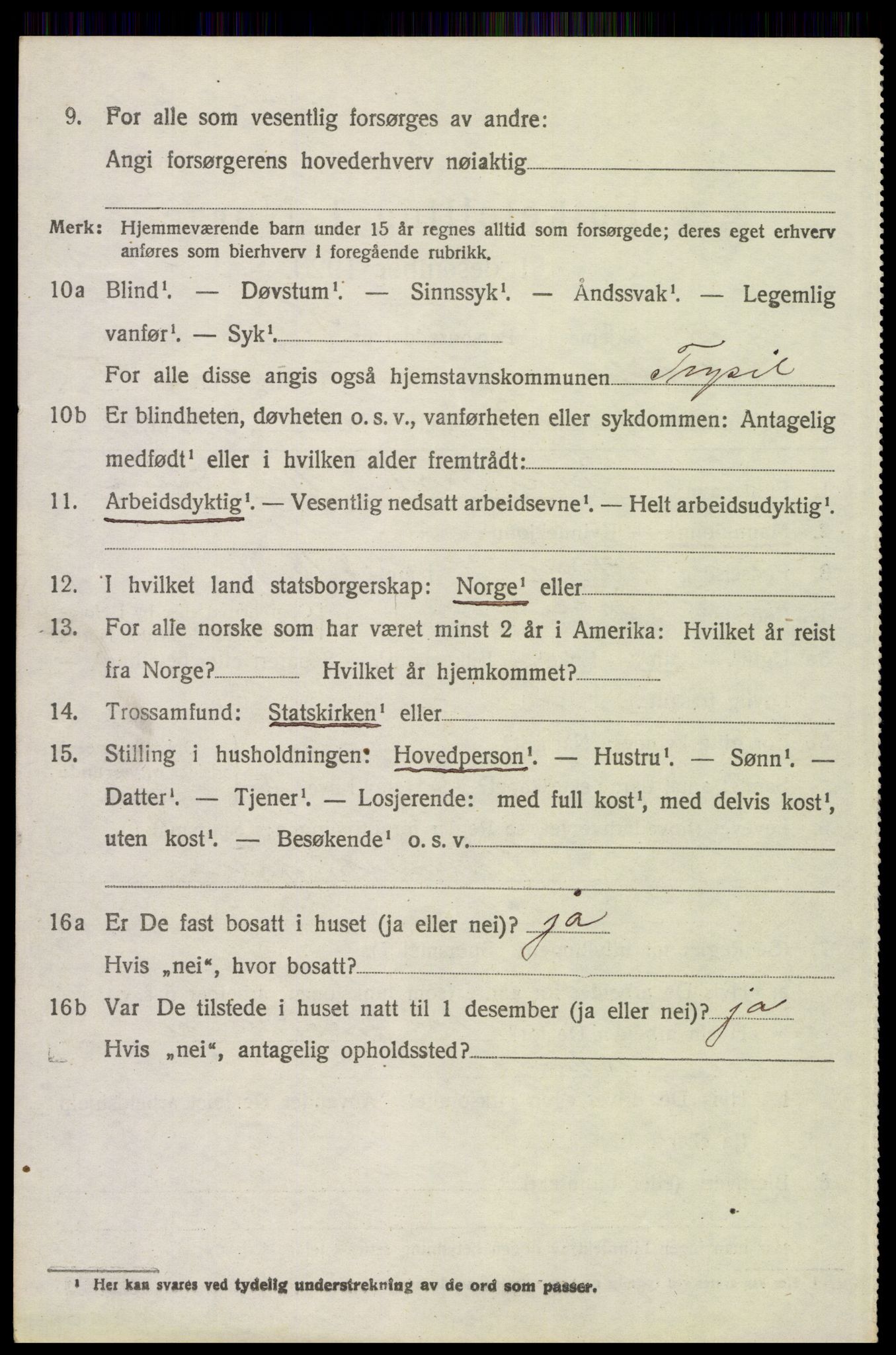 SAH, 1920 census for Trysil, 1920, p. 8814