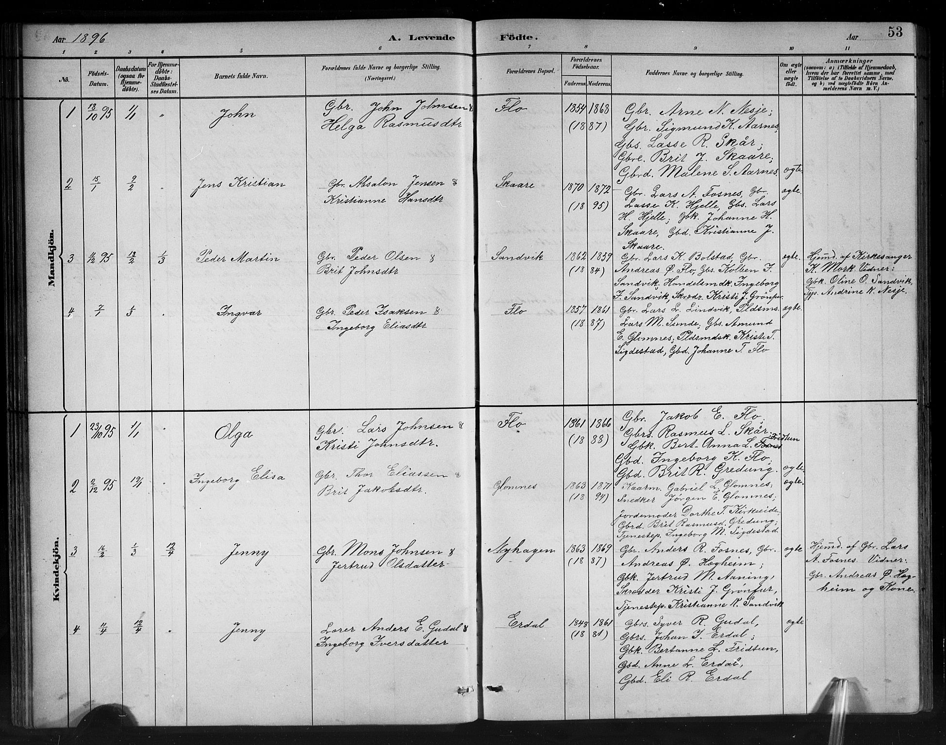 Stryn Sokneprestembete, AV/SAB-A-82501: Parish register (copy) no. C 3, 1881-1905, p. 53