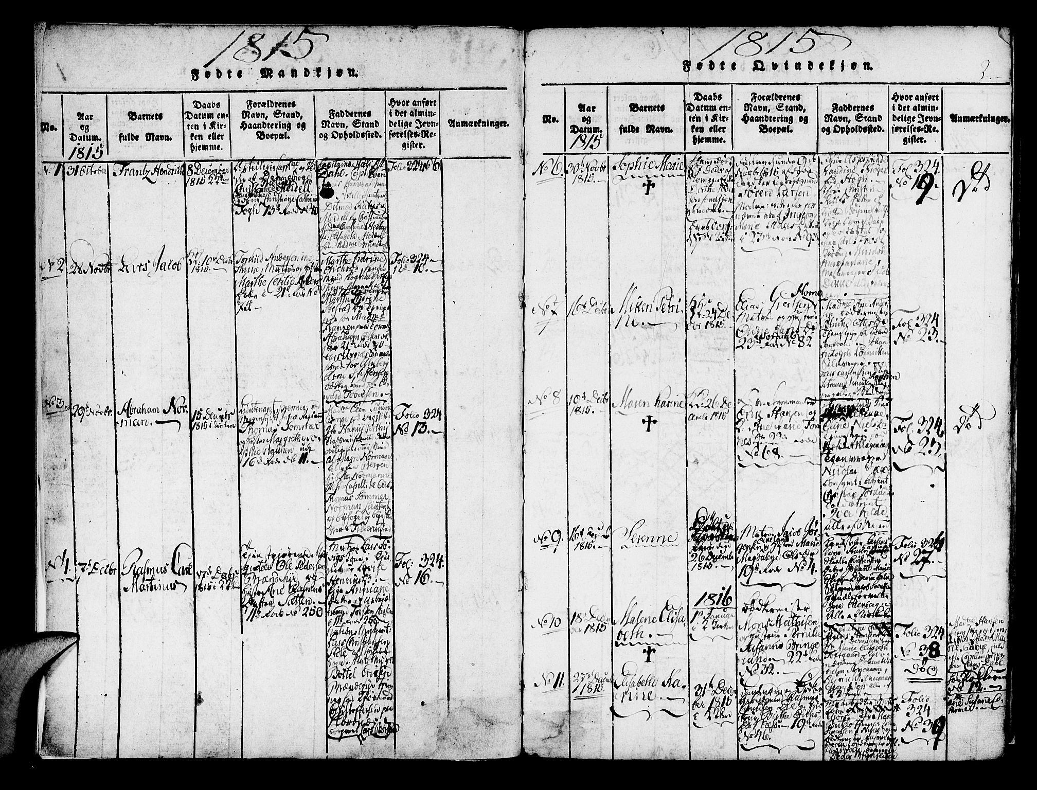 Korskirken sokneprestembete, AV/SAB-A-76101/H/Haa/L0013: Parish register (official) no. A 13, 1815-1822, p. 2