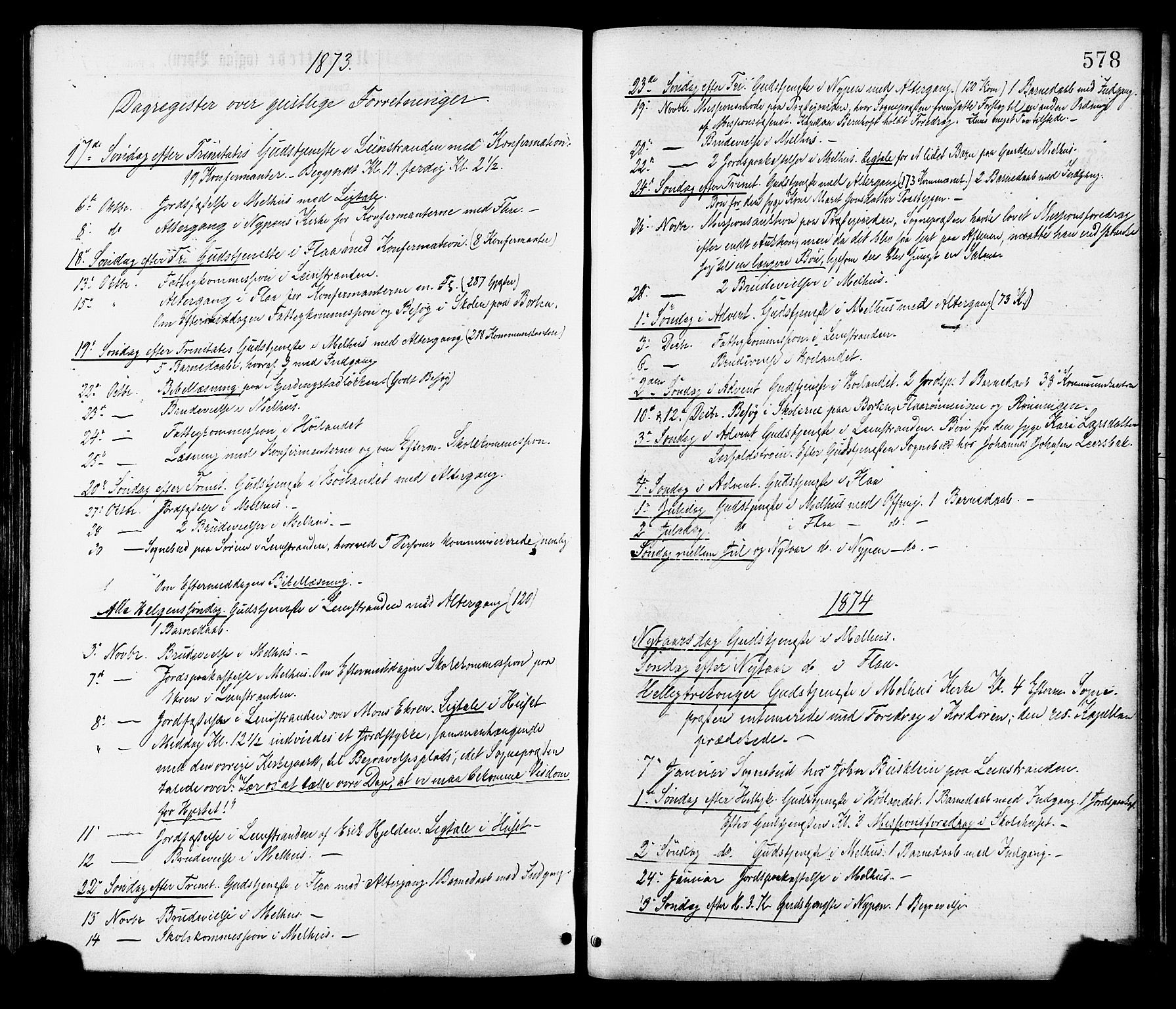 Ministerialprotokoller, klokkerbøker og fødselsregistre - Sør-Trøndelag, SAT/A-1456/691/L1079: Parish register (official) no. 691A11, 1873-1886, p. 578