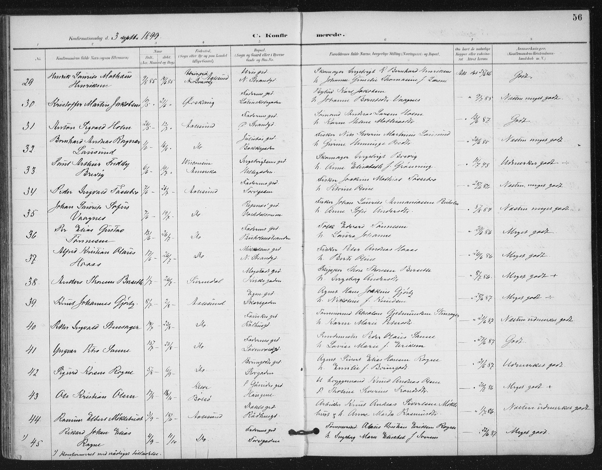 Ministerialprotokoller, klokkerbøker og fødselsregistre - Møre og Romsdal, AV/SAT-A-1454/529/L0457: Parish register (official) no. 529A07, 1894-1903, p. 56