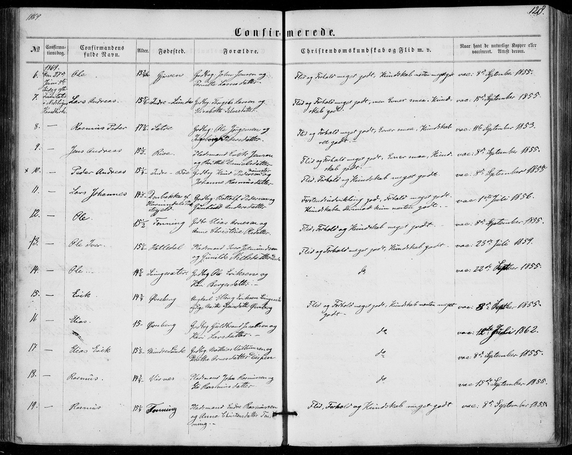 Stryn Sokneprestembete, SAB/A-82501: Parish register (official) no. A 3, 1862-1877, p. 128