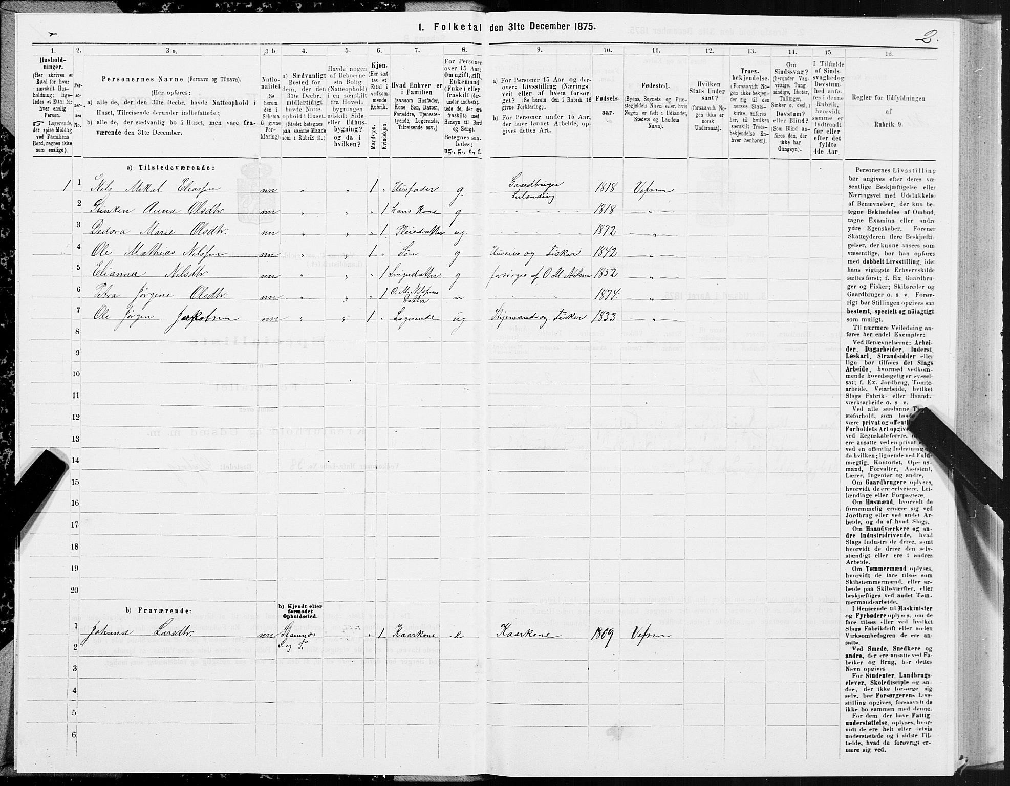 SAT, 1875 census for 1824L Vefsn/Vefsn, 1875, p. 1002