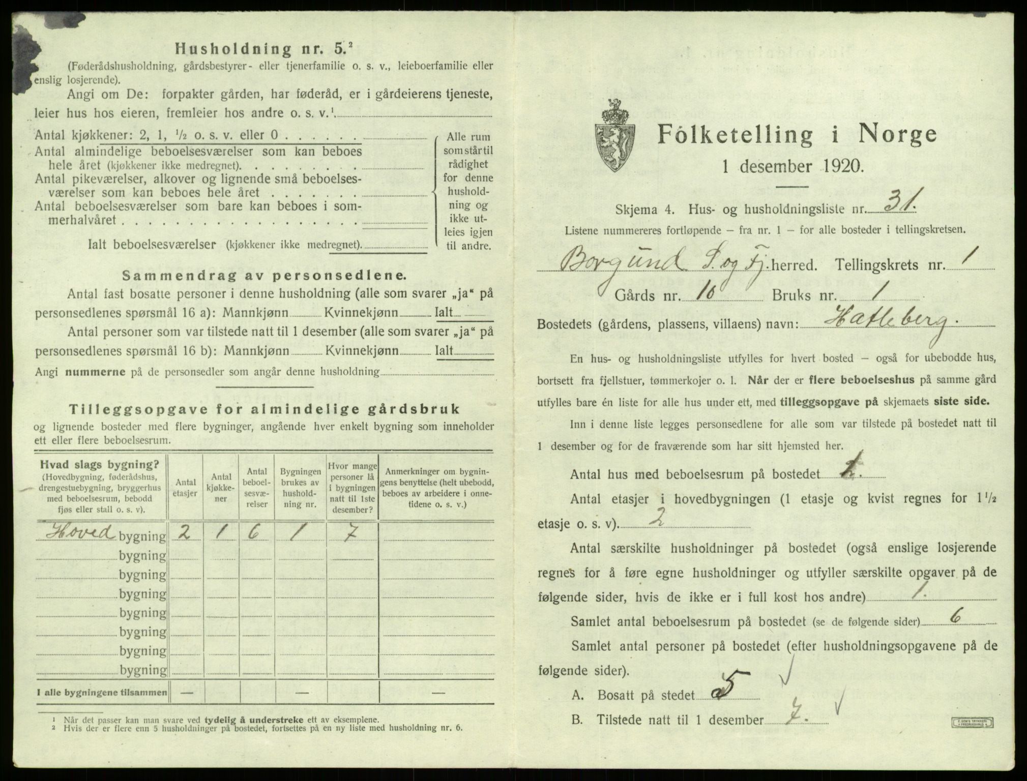 SAB, 1920 census for Borgund, 1920, p. 78