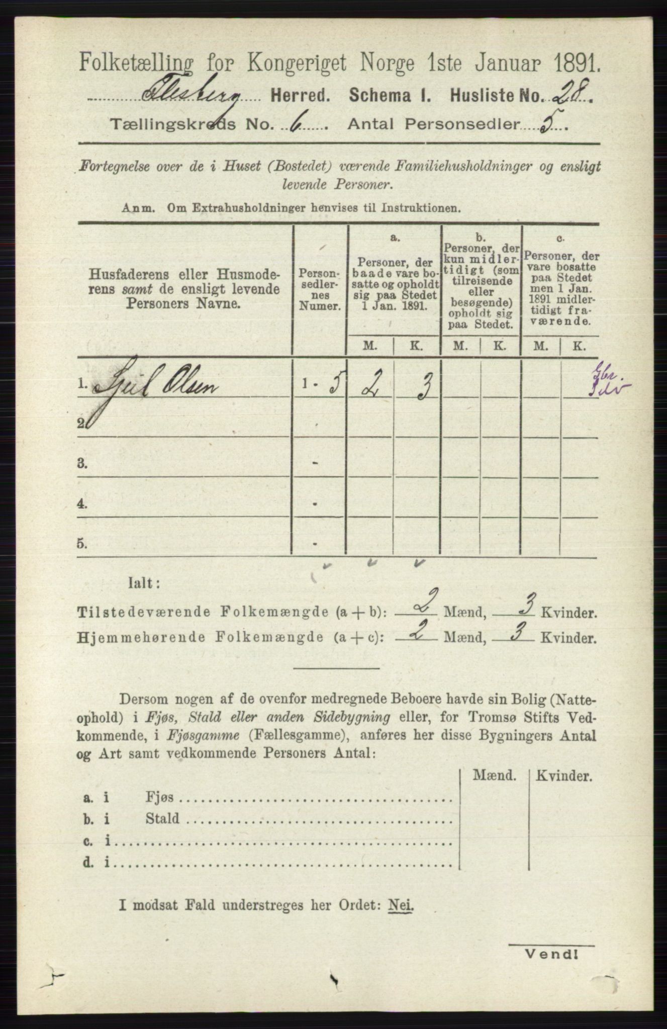 RA, 1891 census for 0631 Flesberg, 1891, p. 948