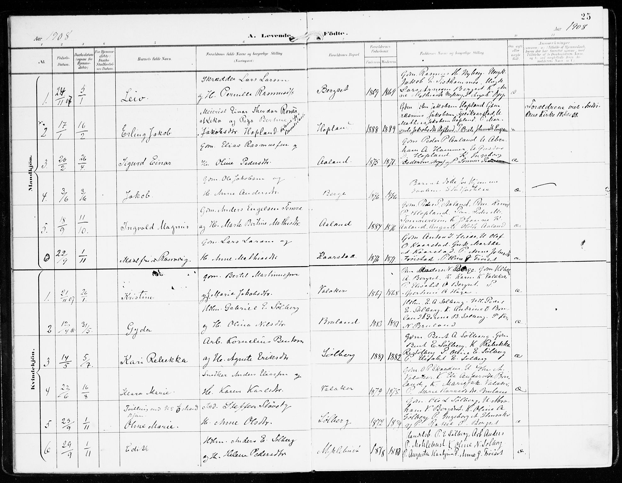 Innvik sokneprestembete, SAB/A-80501: Parish register (official) no. D 2, 1900-1921, p. 25