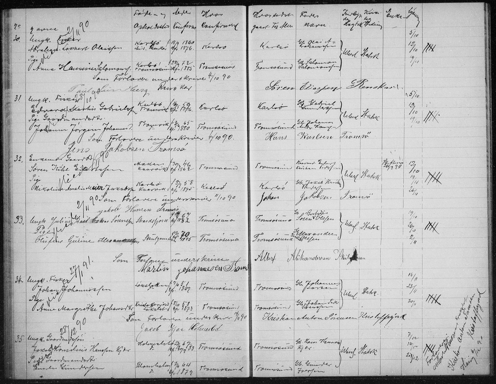 Tromsøysund sokneprestkontor, AV/SATØ-S-1304/H/Hc/L0057: Banns register no. 57, 1887-1894