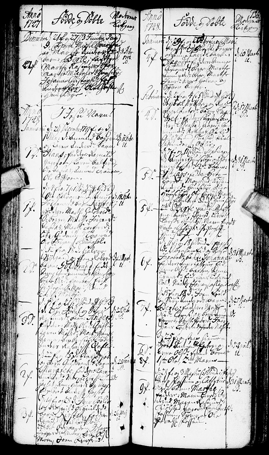 Aurskog prestekontor Kirkebøker, SAO/A-10304a/F/Fa/L0002: Parish register (official) no. I 2, 1735-1766, p. 136