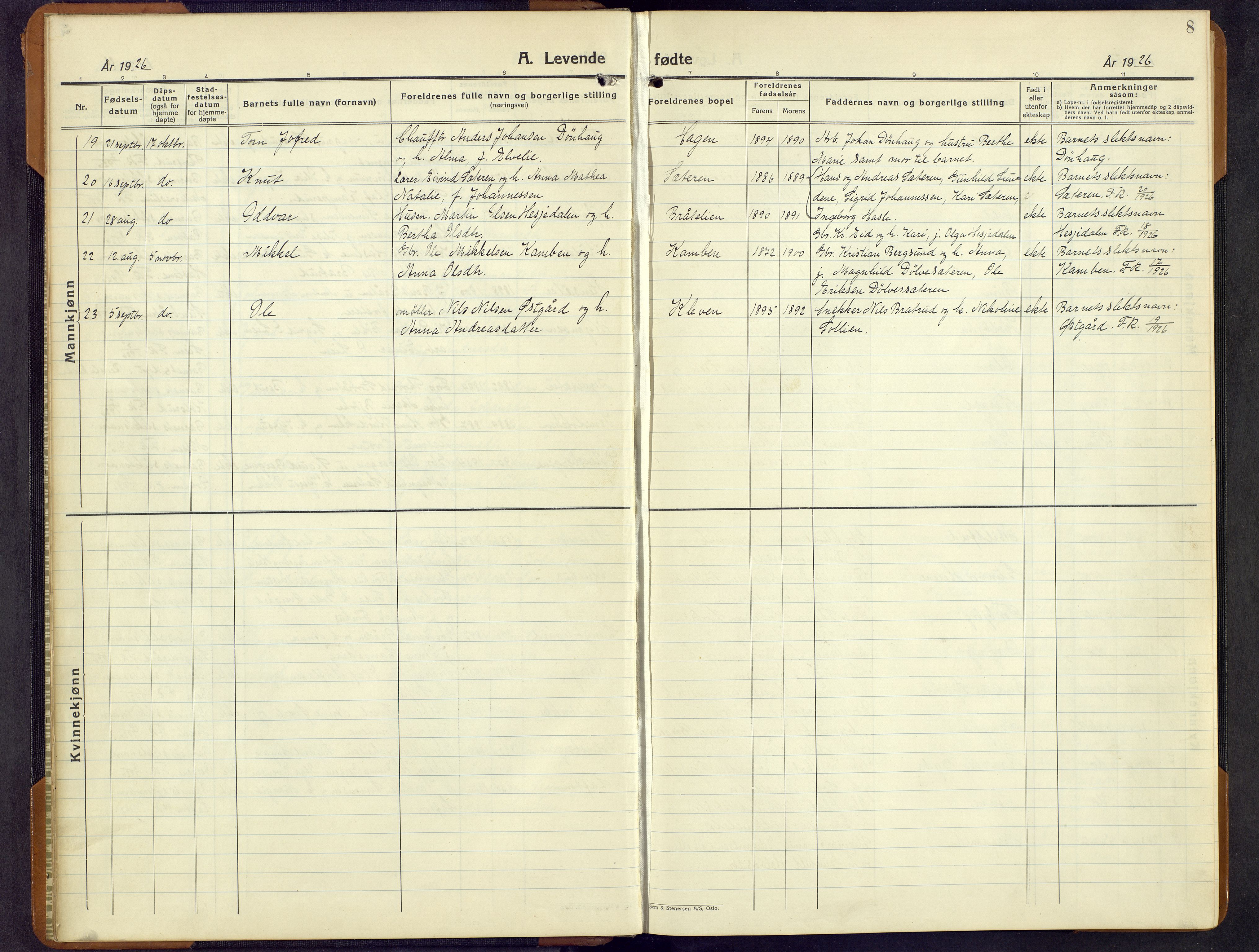 Sør-Aurdal prestekontor, AV/SAH-PREST-128/H/Ha/Hab/L0011: Parish register (copy) no. 11, 1922-1950, p. 8