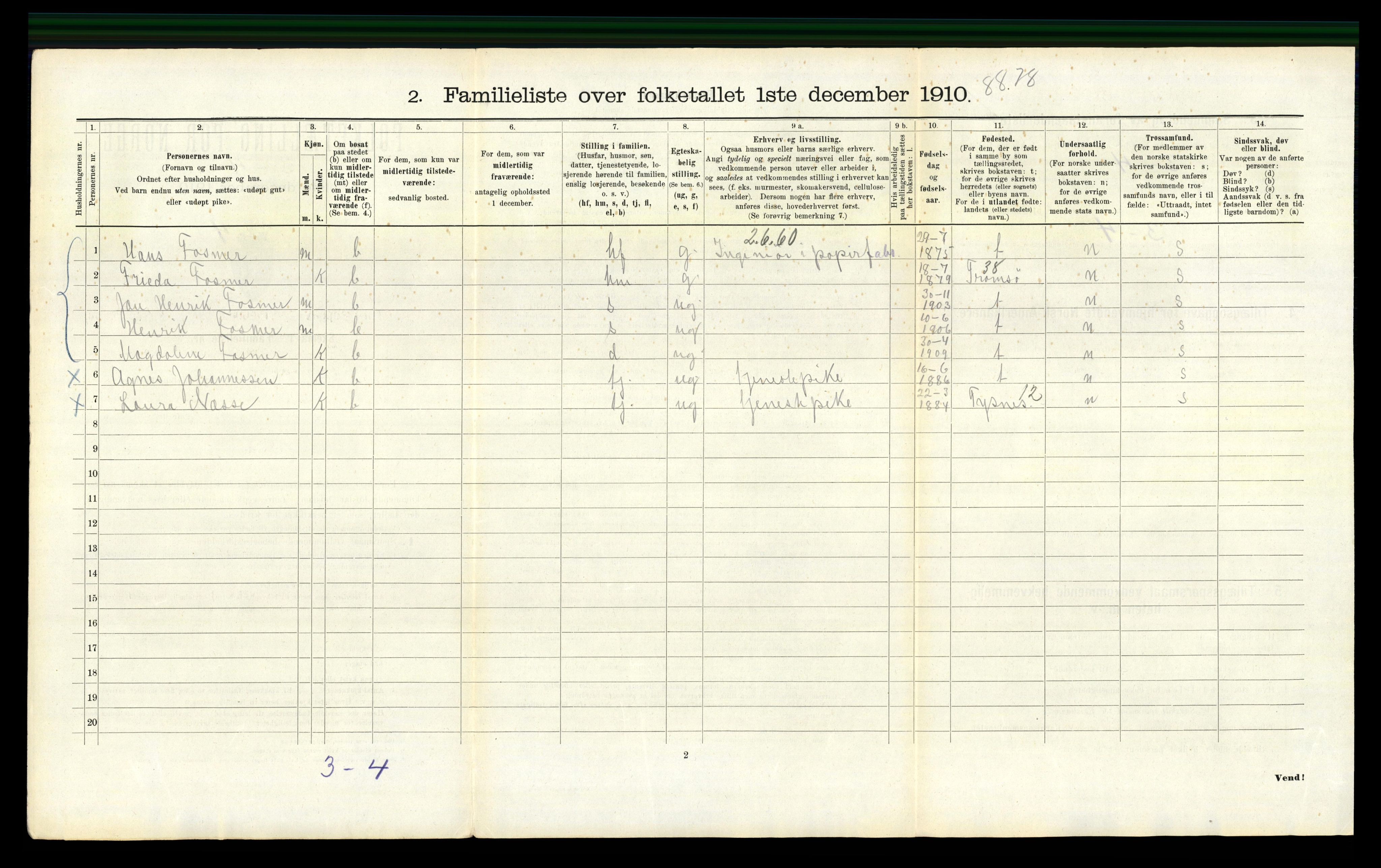 RA, 1910 census for Bergen, 1910, p. 1318