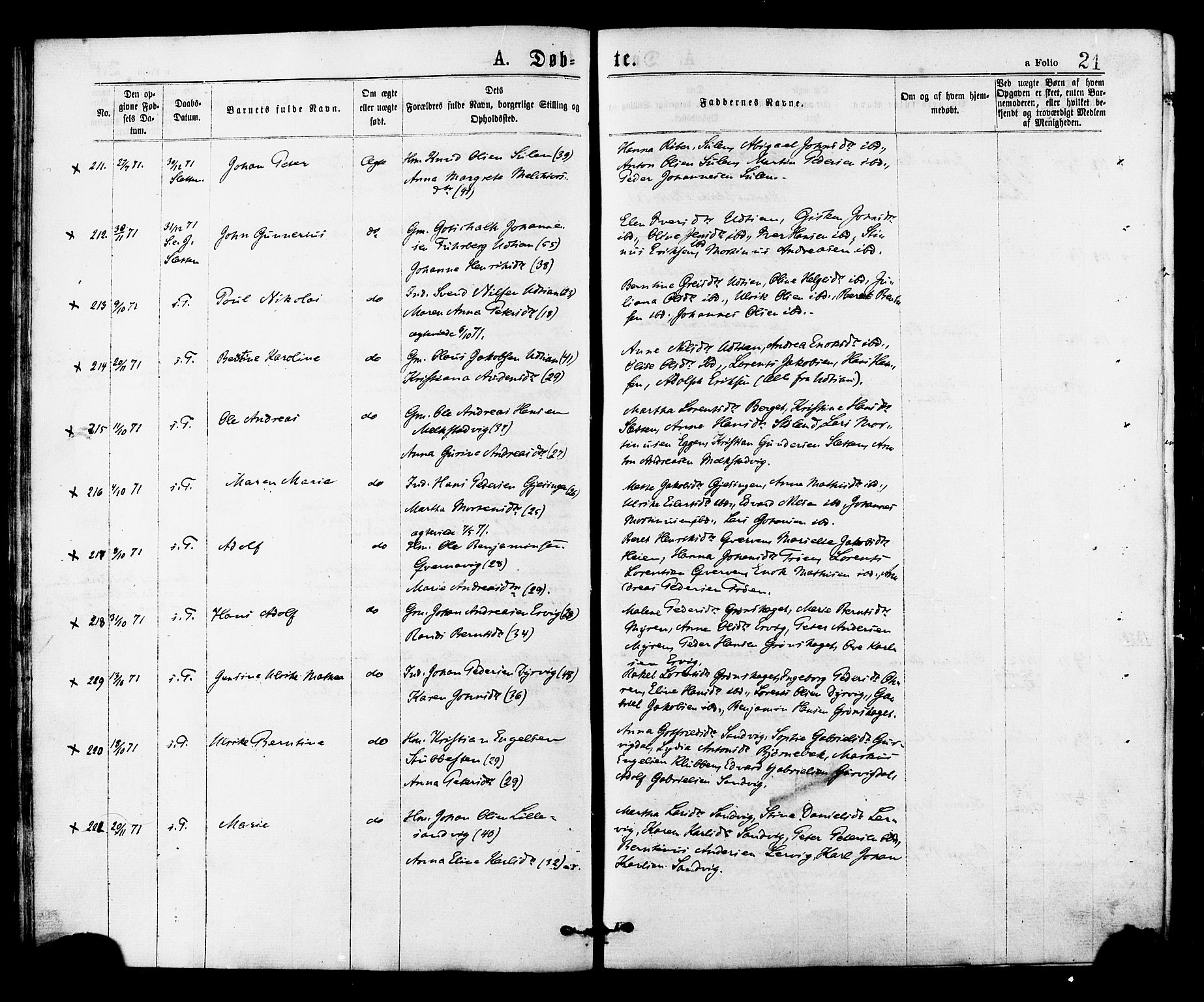 Ministerialprotokoller, klokkerbøker og fødselsregistre - Sør-Trøndelag, SAT/A-1456/634/L0532: Parish register (official) no. 634A08, 1871-1881, p. 21