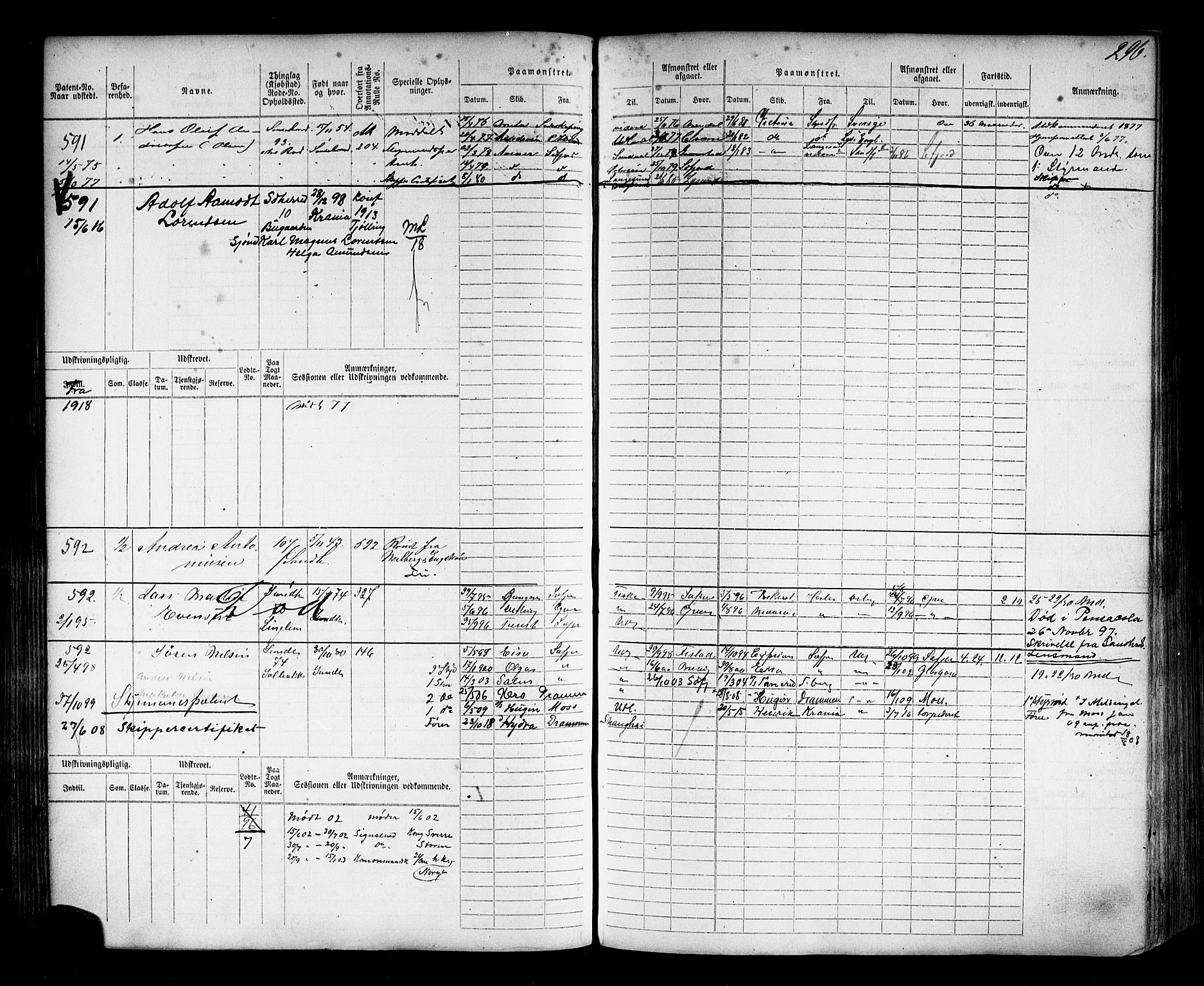 Sandefjord innrulleringskontor, AV/SAKO-A-788/F/Fb/L0004: Hovedrulle, 1869-1871, p. 304