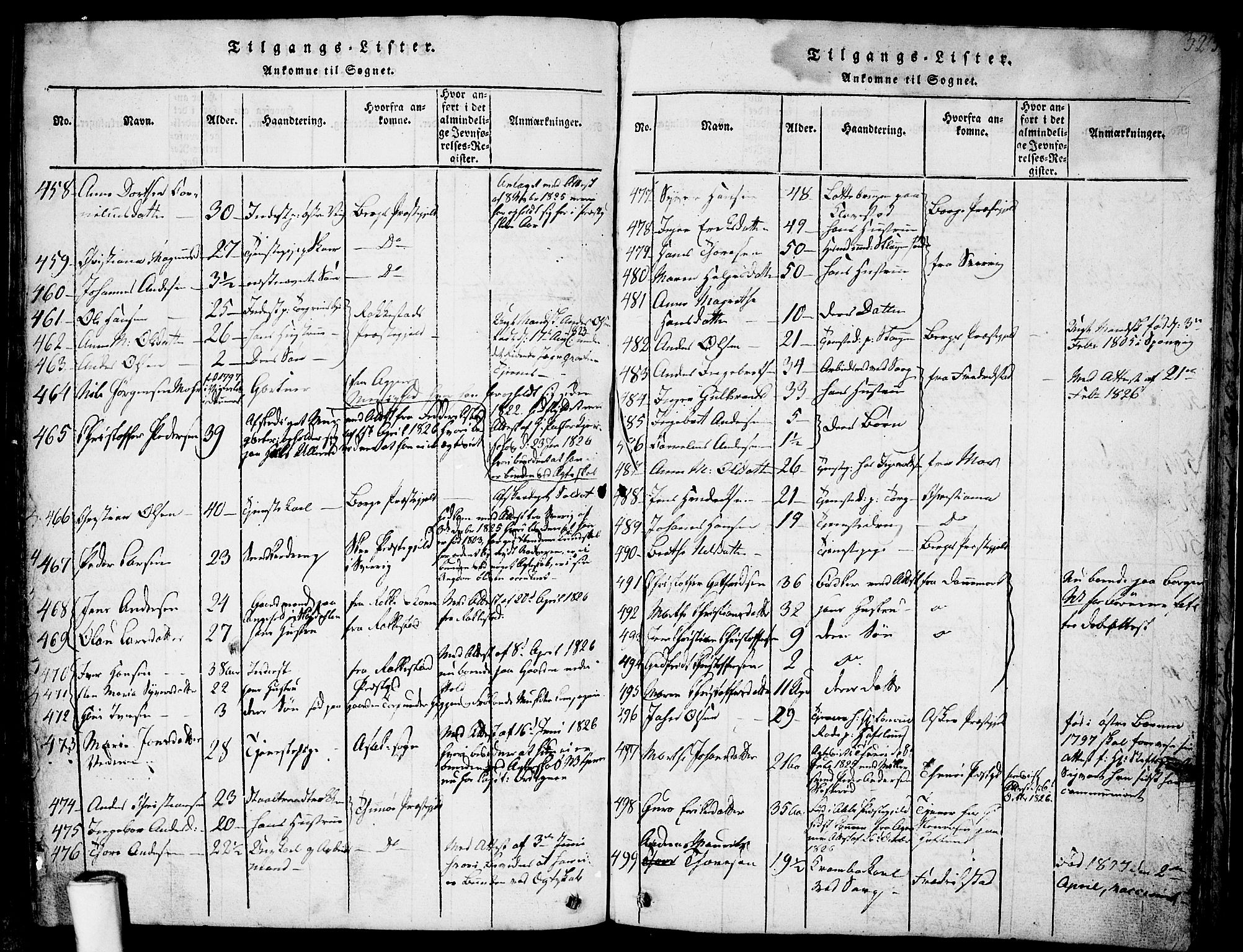 Skjeberg prestekontor Kirkebøker, SAO/A-10923/F/Fa/L0004: Parish register (official) no. I 4, 1815-1830, p. 323