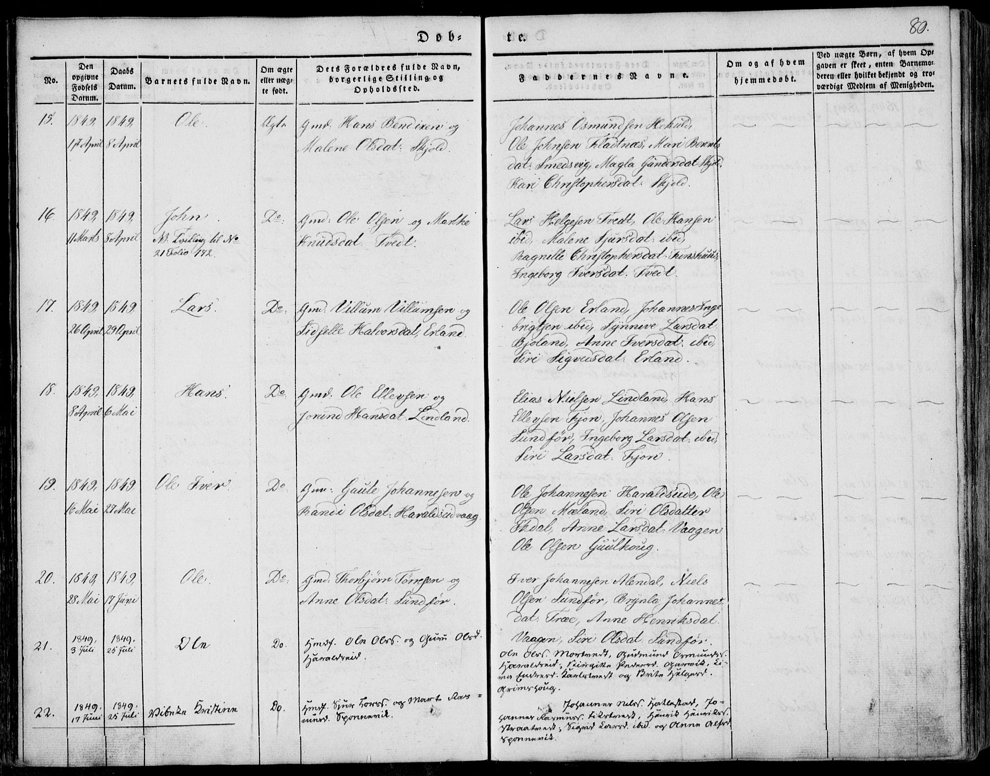 Skjold sokneprestkontor, AV/SAST-A-101847/H/Ha/Haa/L0006: Parish register (official) no. A 6.1, 1835-1858, p. 80