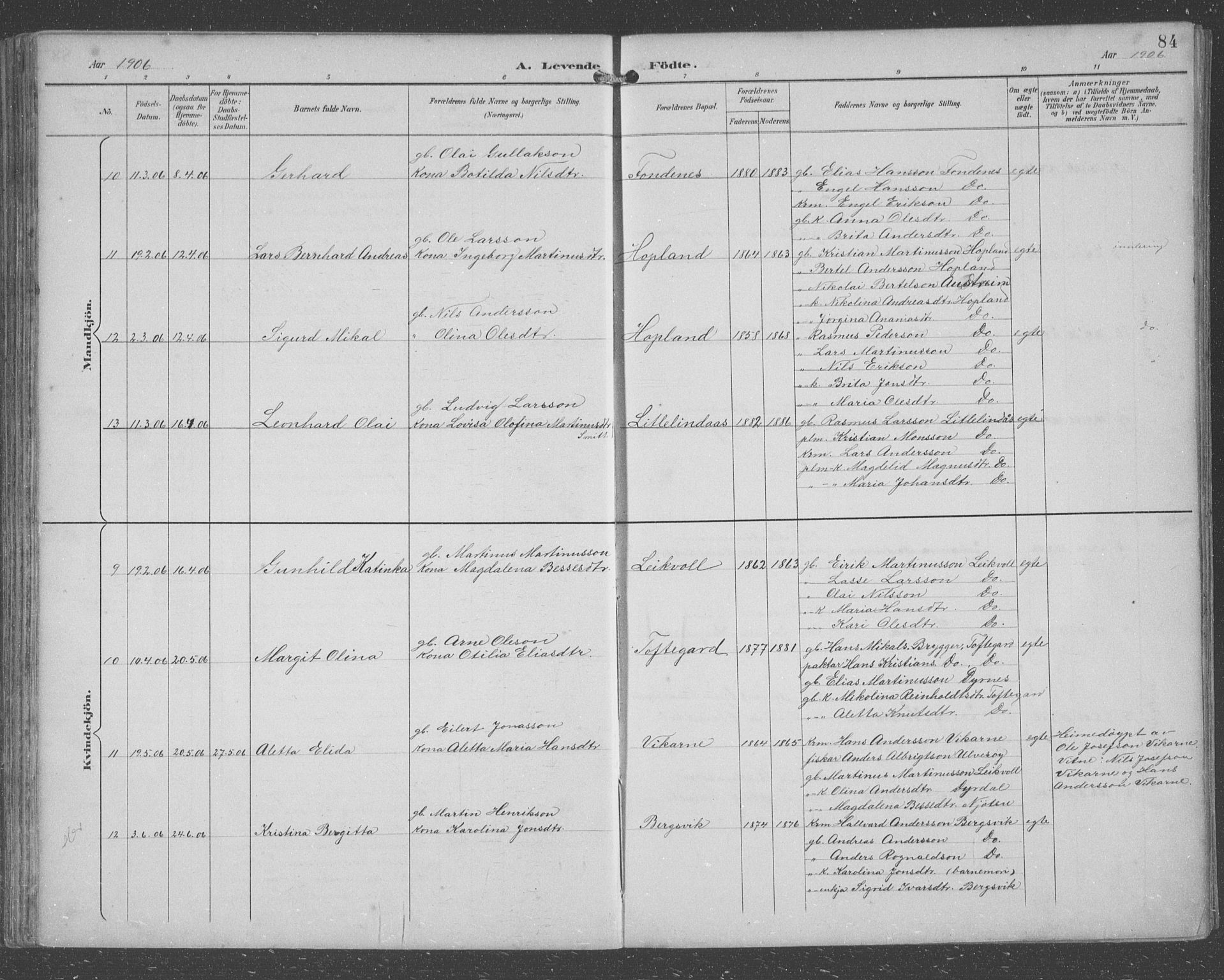 Lindås Sokneprestembete, AV/SAB-A-76701/H/Hab/Habc/L0004: Parish register (copy) no. C 4, 1894-1910, p. 84