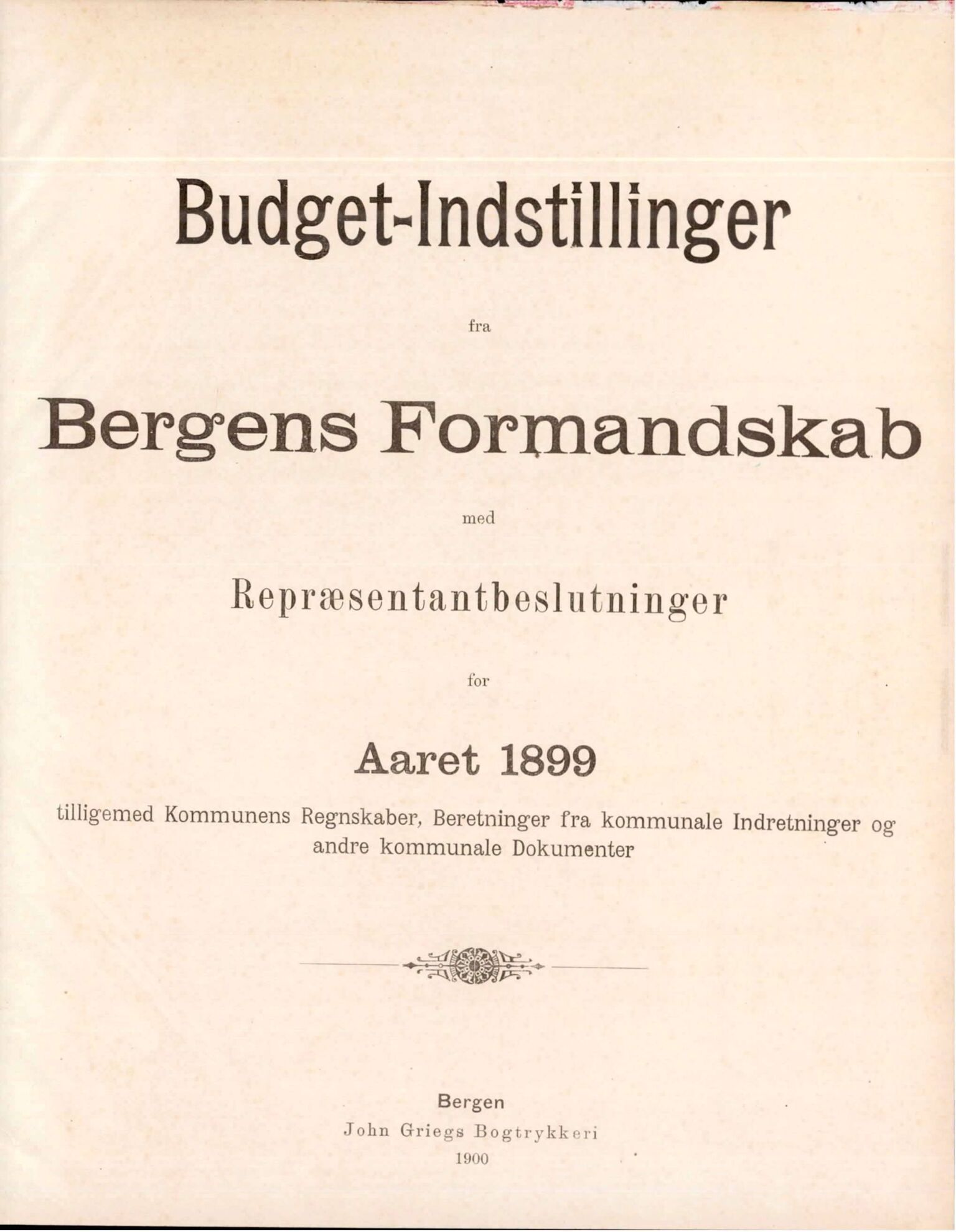 Bergen kommune. Formannskapet, BBA/A-0003/Ad/L0060: Bergens Kommuneforhandlinger, bind II, 1899