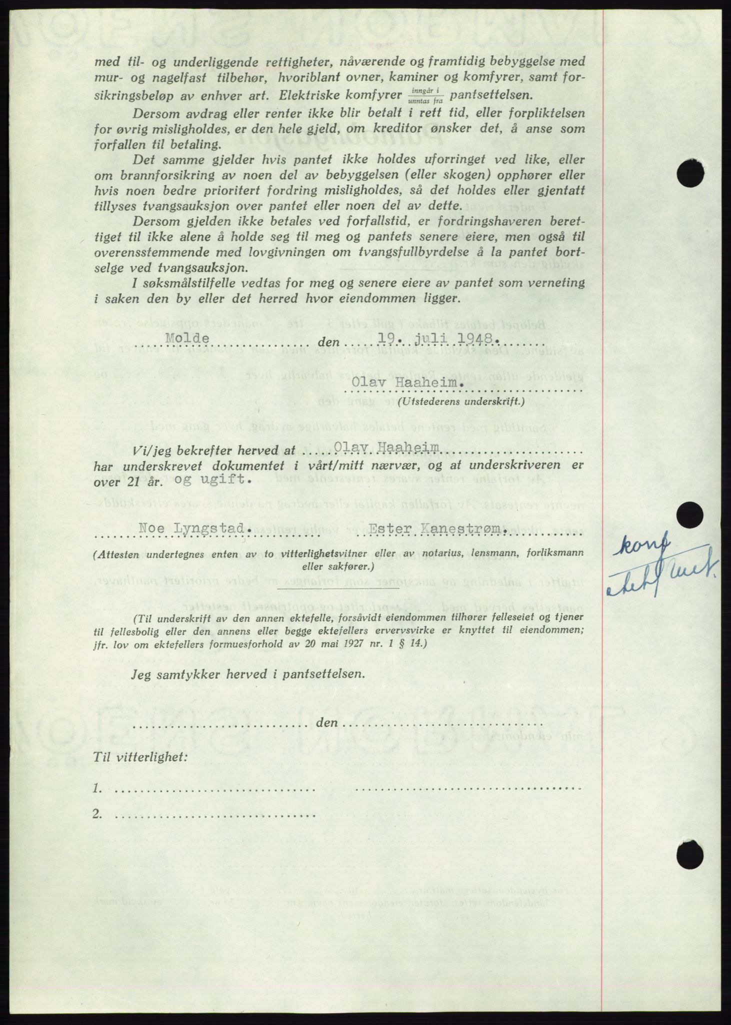 Nordmøre sorenskriveri, AV/SAT-A-4132/1/2/2Ca: Mortgage book no. B99, 1948-1948, Diary no: : 2239/1948