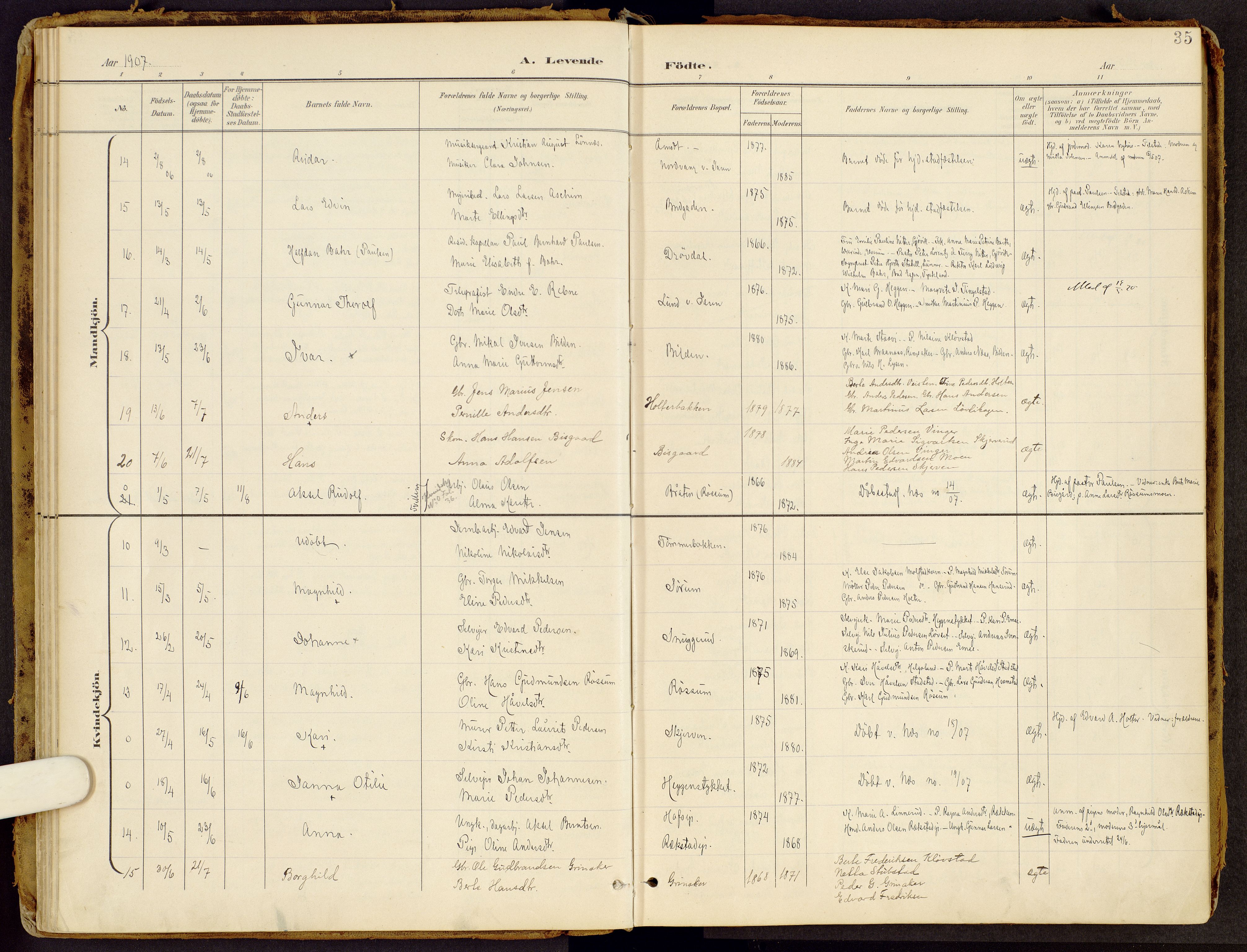 Brandbu prestekontor, AV/SAH-PREST-114/H/Ha/Haa/L0002: Parish register (official) no. 2, 1899-1914, p. 35