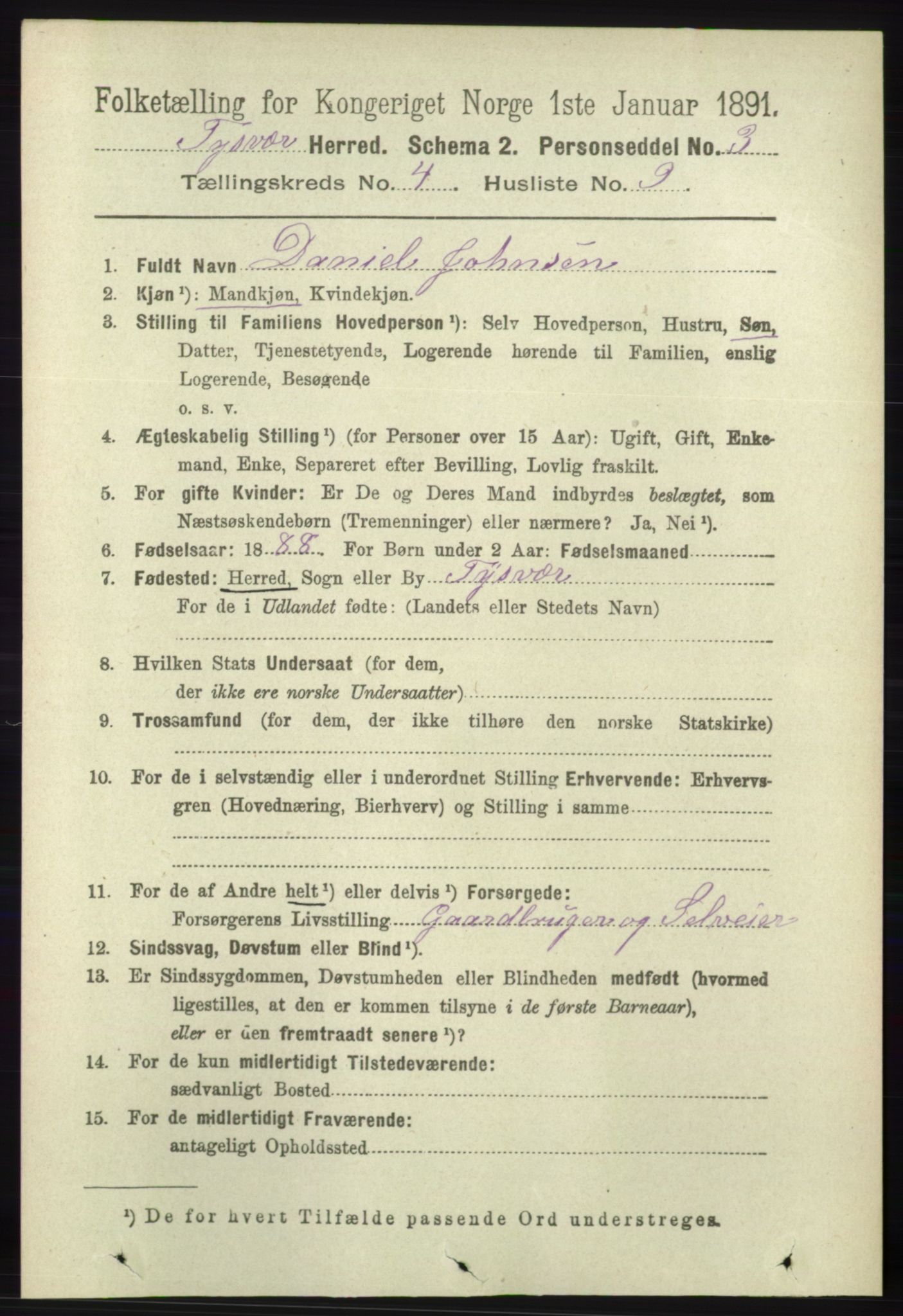 RA, 1891 census for 1146 Tysvær, 1891, p. 1570