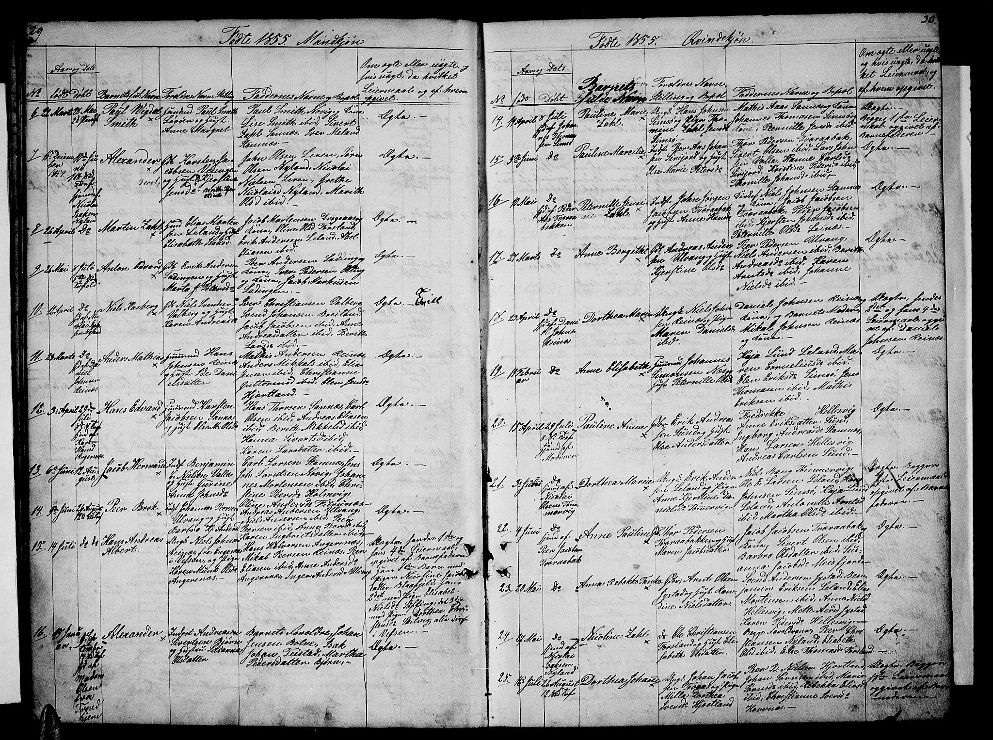 Ministerialprotokoller, klokkerbøker og fødselsregistre - Nordland, SAT/A-1459/831/L0475: Parish register (copy) no. 831C02, 1851-1865, p. 29-30