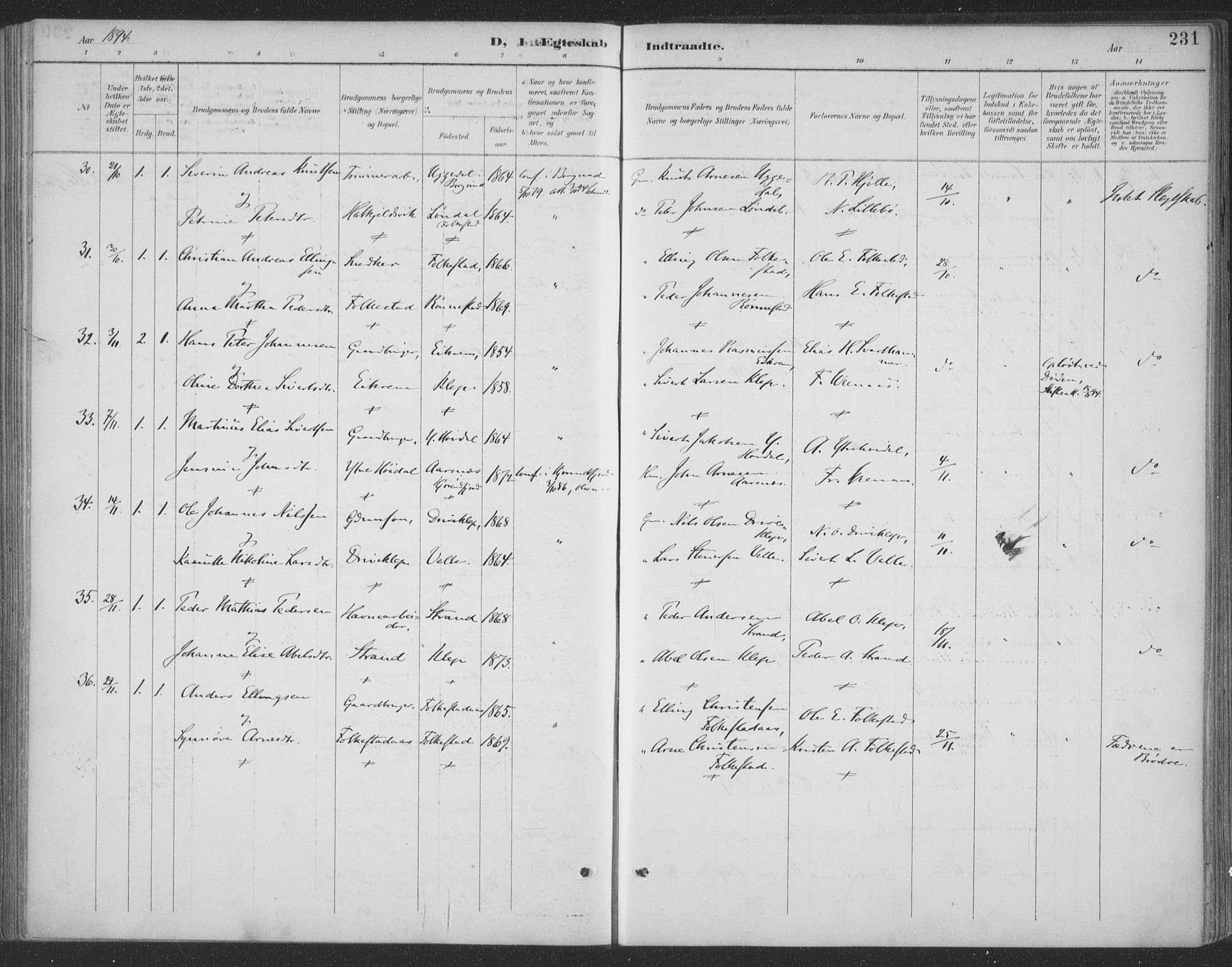 Ministerialprotokoller, klokkerbøker og fødselsregistre - Møre og Romsdal, AV/SAT-A-1454/511/L0142: Parish register (official) no. 511A09, 1891-1905, p. 231