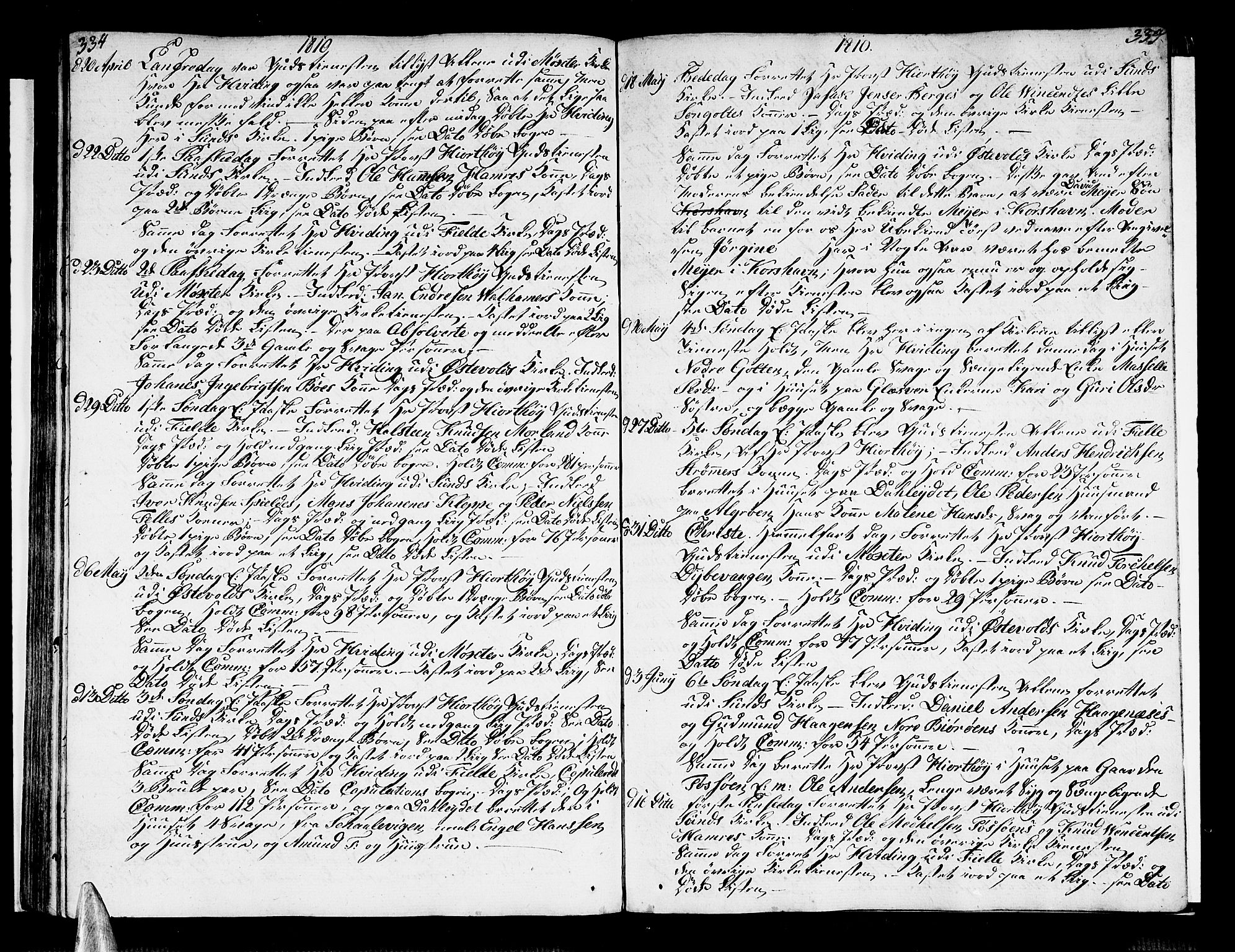 Sund sokneprestembete, AV/SAB-A-99930: Parish register (official) no. A 7, 1796-1815, p. 334-335