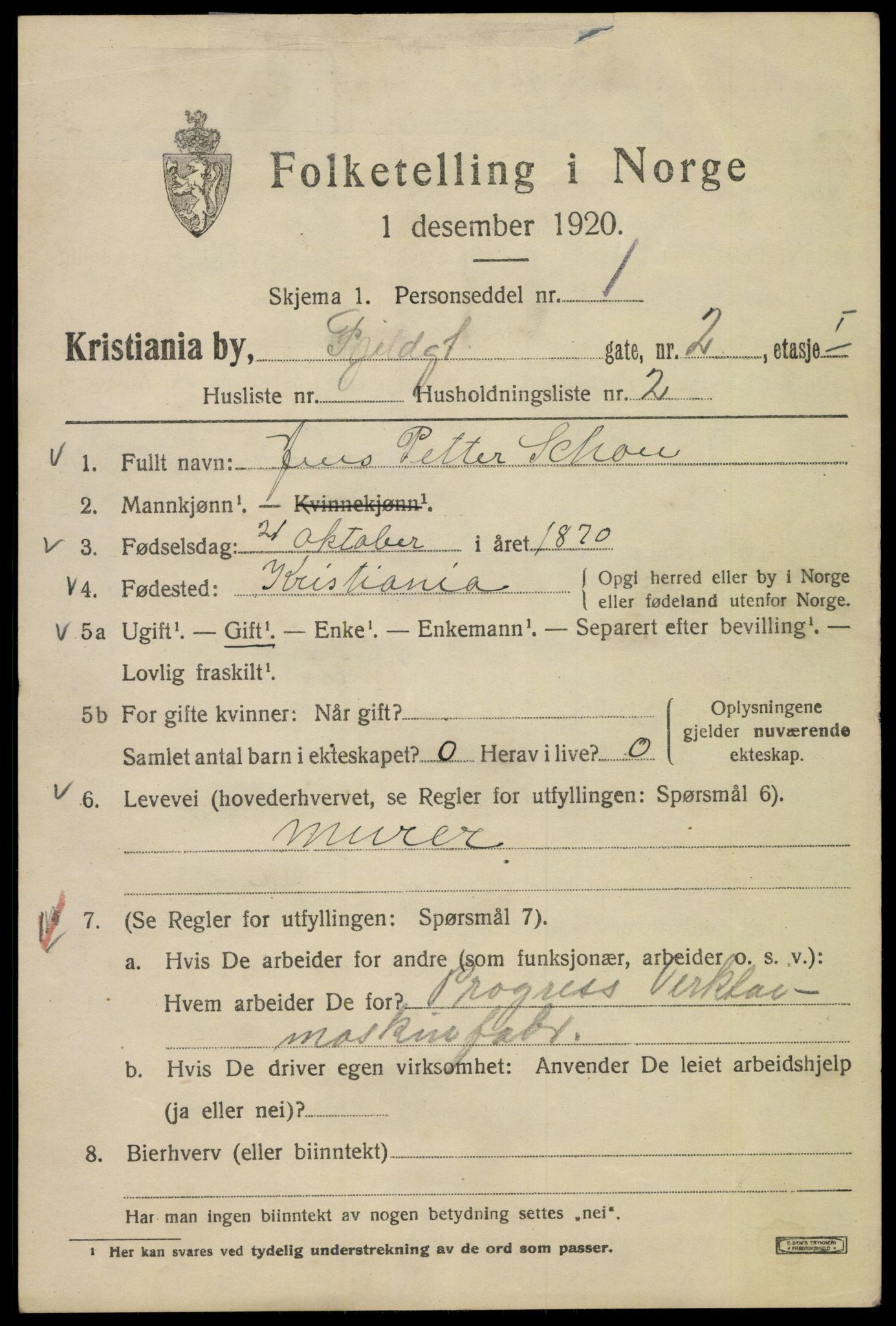 SAO, 1920 census for Kristiania, 1920, p. 229069