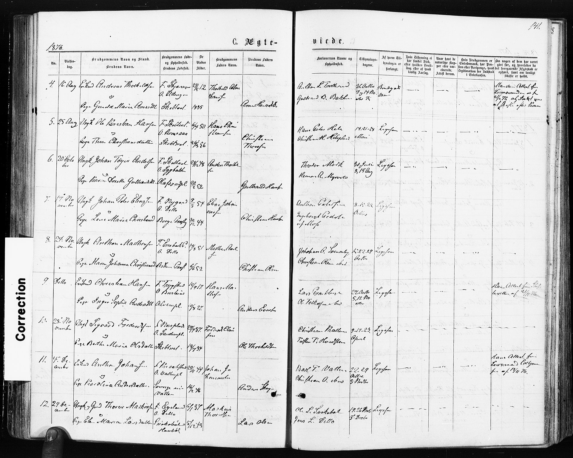 Spydeberg prestekontor Kirkebøker, AV/SAO-A-10924/F/Fa/L0007: Parish register (official) no. I 7, 1875-1885, p. 141