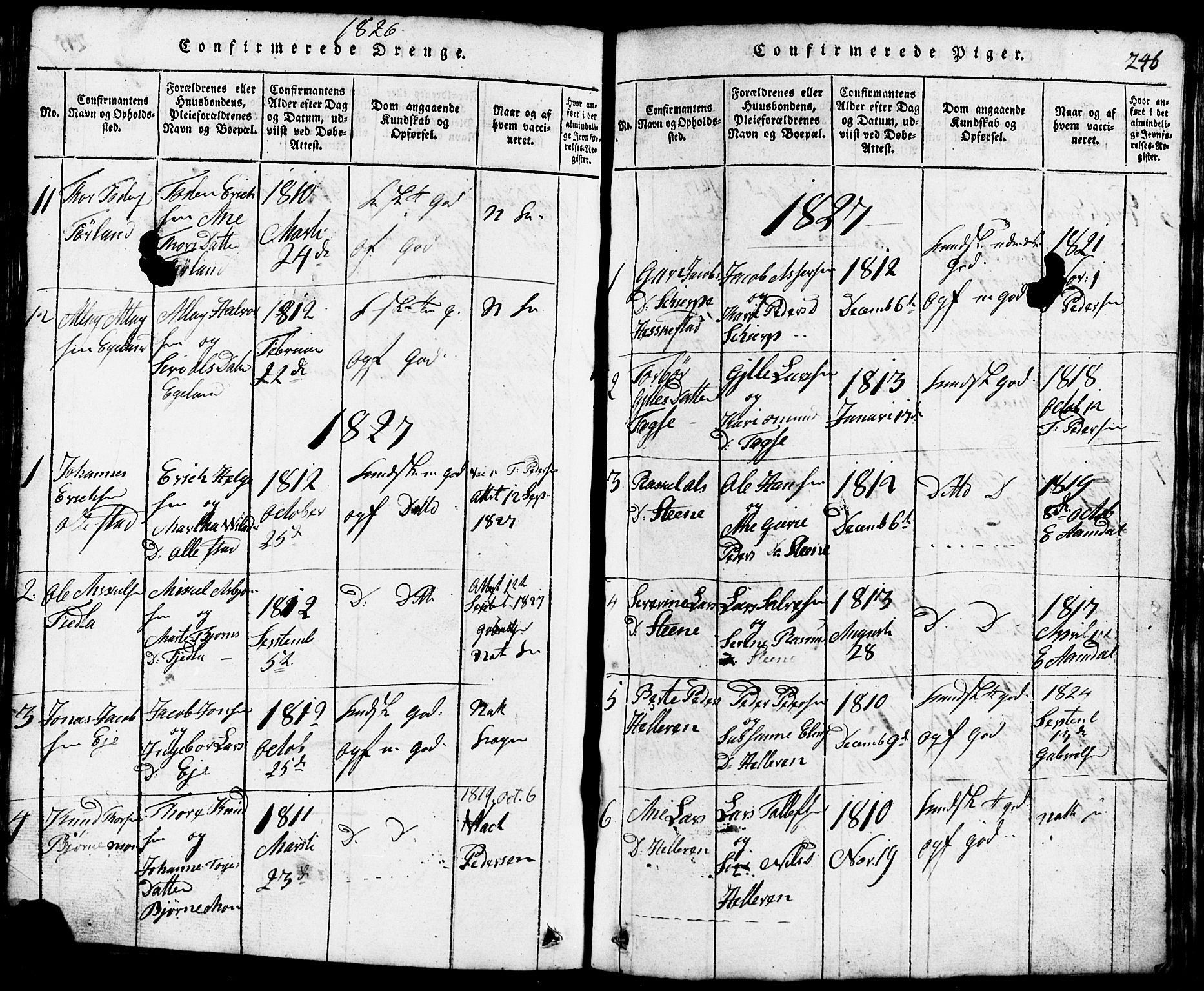 Lund sokneprestkontor, SAST/A-101809/S07/L0001: Parish register (copy) no. B 1, 1815-1853, p. 246