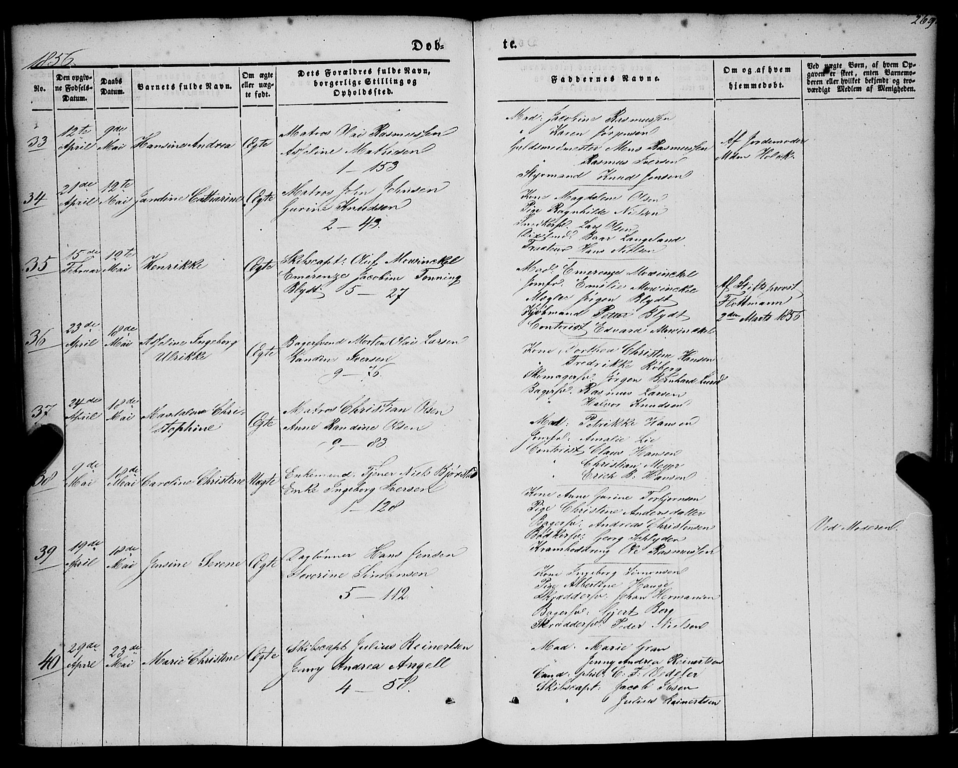 Nykirken Sokneprestembete, AV/SAB-A-77101/H/Haa/L0014: Parish register (official) no. B 1, 1844-1858, p. 269