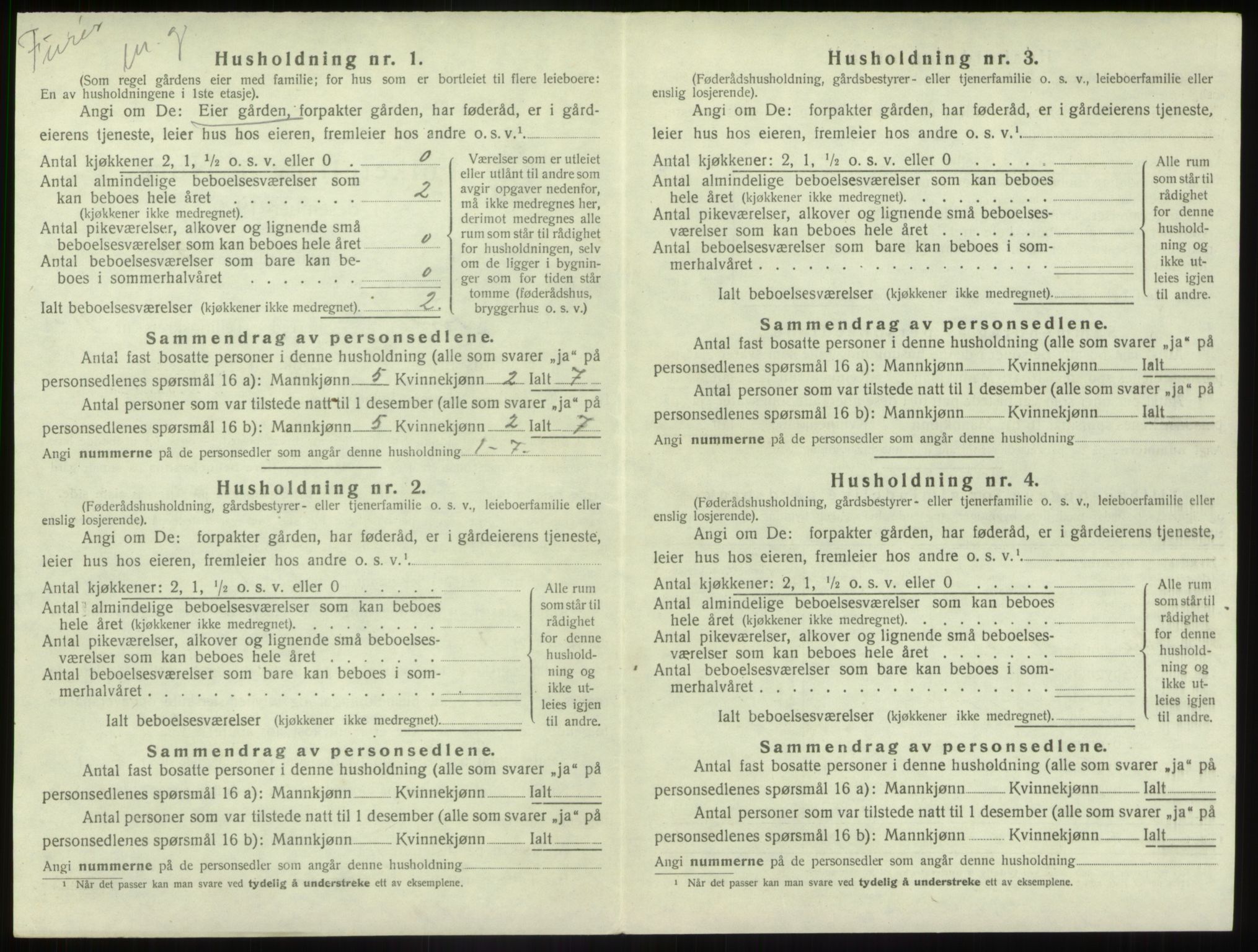 SAB, 1920 census for Førde, 1920, p. 582