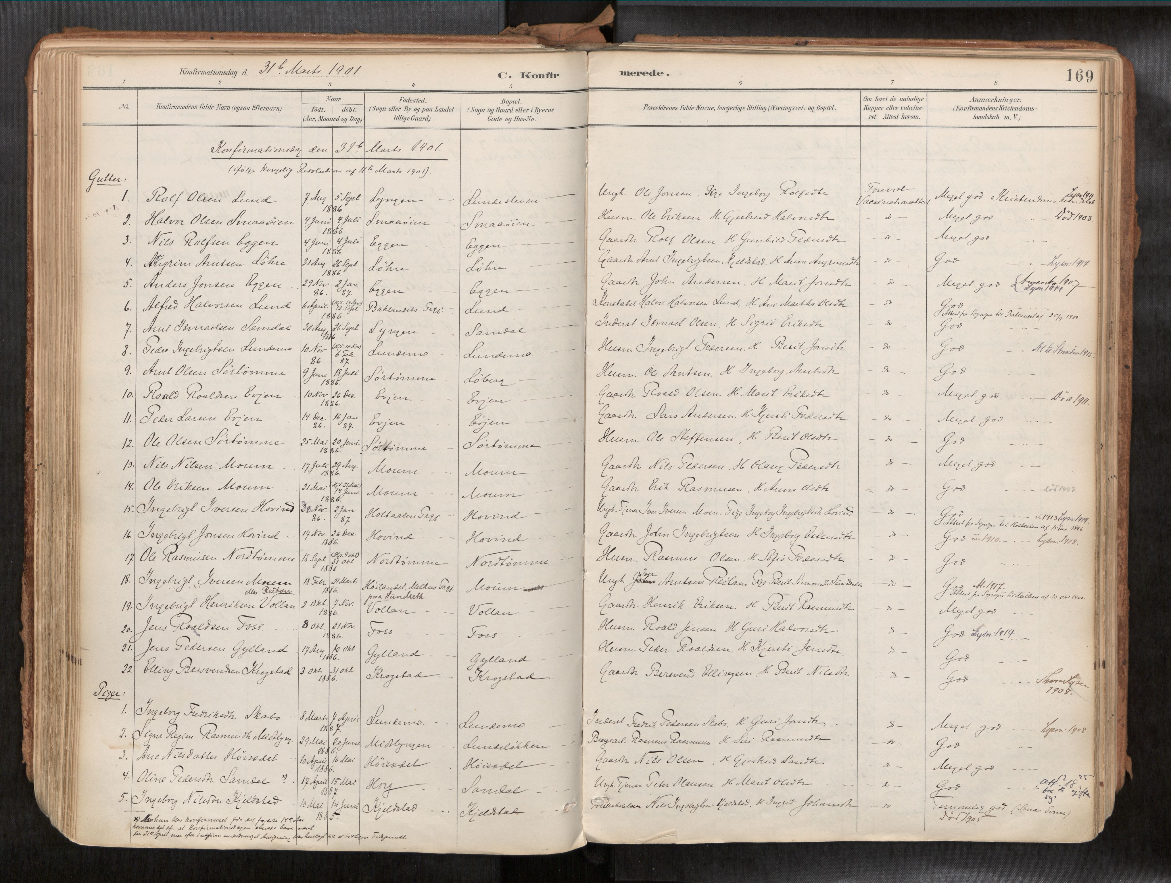 Ministerialprotokoller, klokkerbøker og fødselsregistre - Sør-Trøndelag, SAT/A-1456/692/L1105b: Parish register (official) no. 692A06, 1891-1934, p. 169