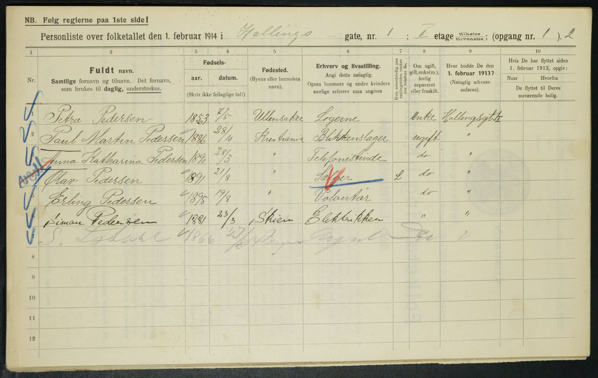 OBA, Municipal Census 1914 for Kristiania, 1914, p. 34110