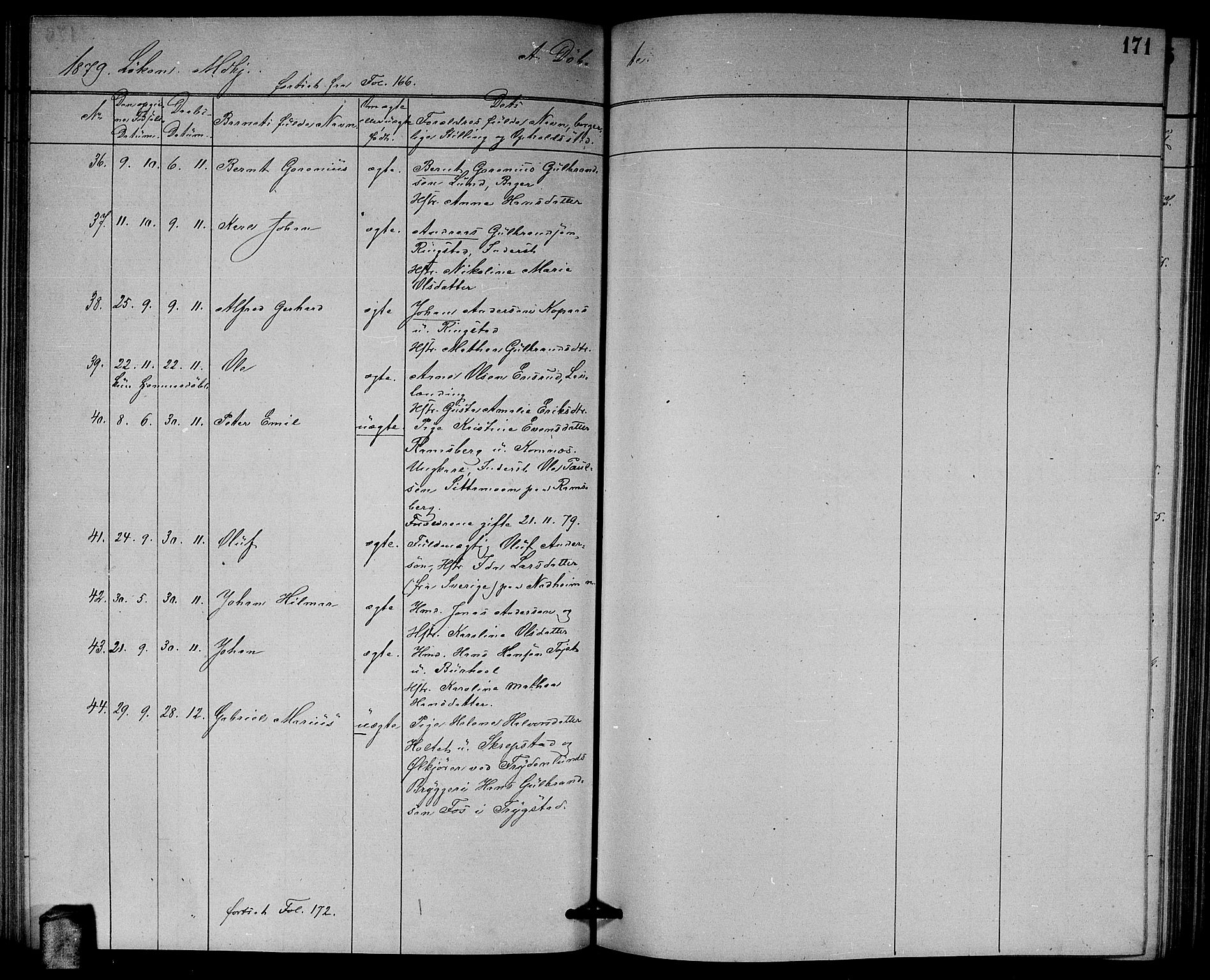 Høland prestekontor Kirkebøker, SAO/A-10346a/G/Ga/L0006: Parish register (copy) no. I 6, 1869-1879, p. 171