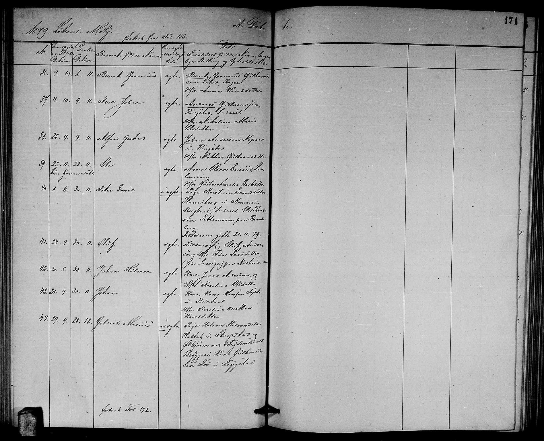 Høland prestekontor Kirkebøker, AV/SAO-A-10346a/G/Ga/L0006: Parish register (copy) no. I 6, 1869-1879, p. 171